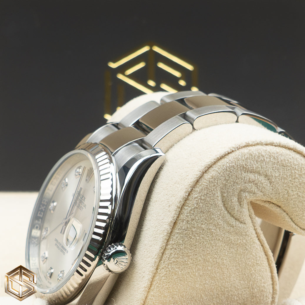 Rolex 116234 Datejust 36 Silver Diamond Dial Oyster Bracelet 2019 Full Set Watch