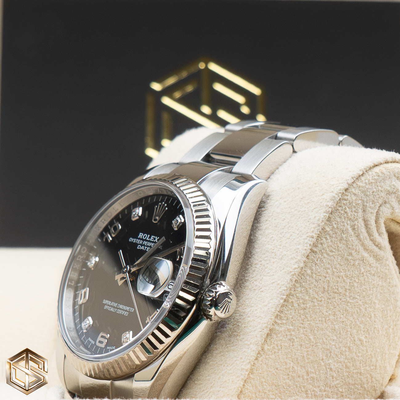 Rolex 115234 Datejust 34 Black Diamond Marker Oyster Bracelet 2019 Full Set Watch