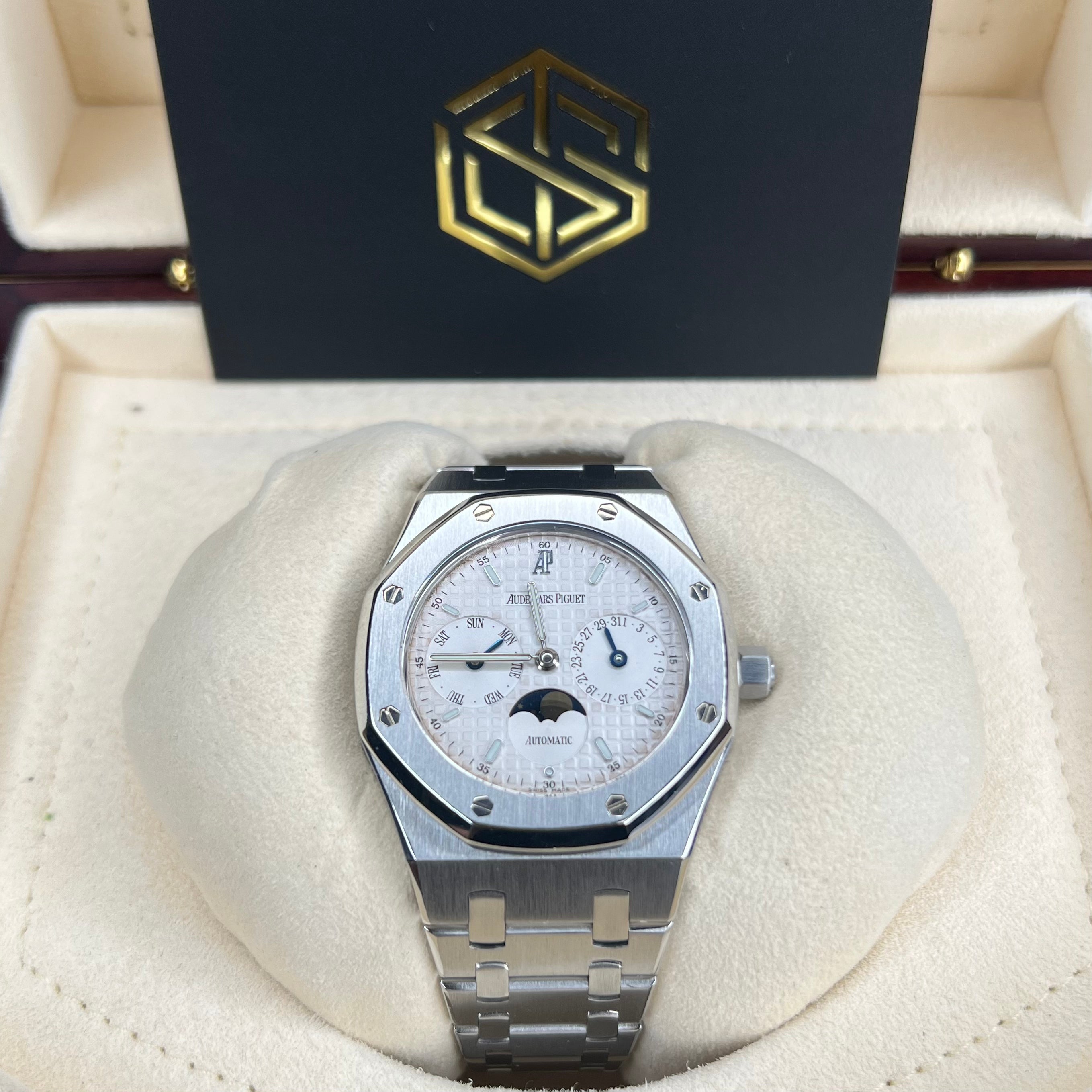 Audemars Piguet 25594ST.00.0789ST.05 Royal Oak 36mm Black Dial Moonphase Day Date 2003 Full Set Watch