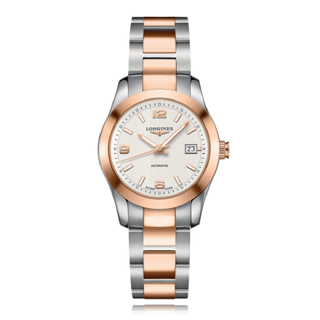 LONGINES Conquest Classic Automatic Steel Rose Gold Silver Dial Ladies Watch L22855767