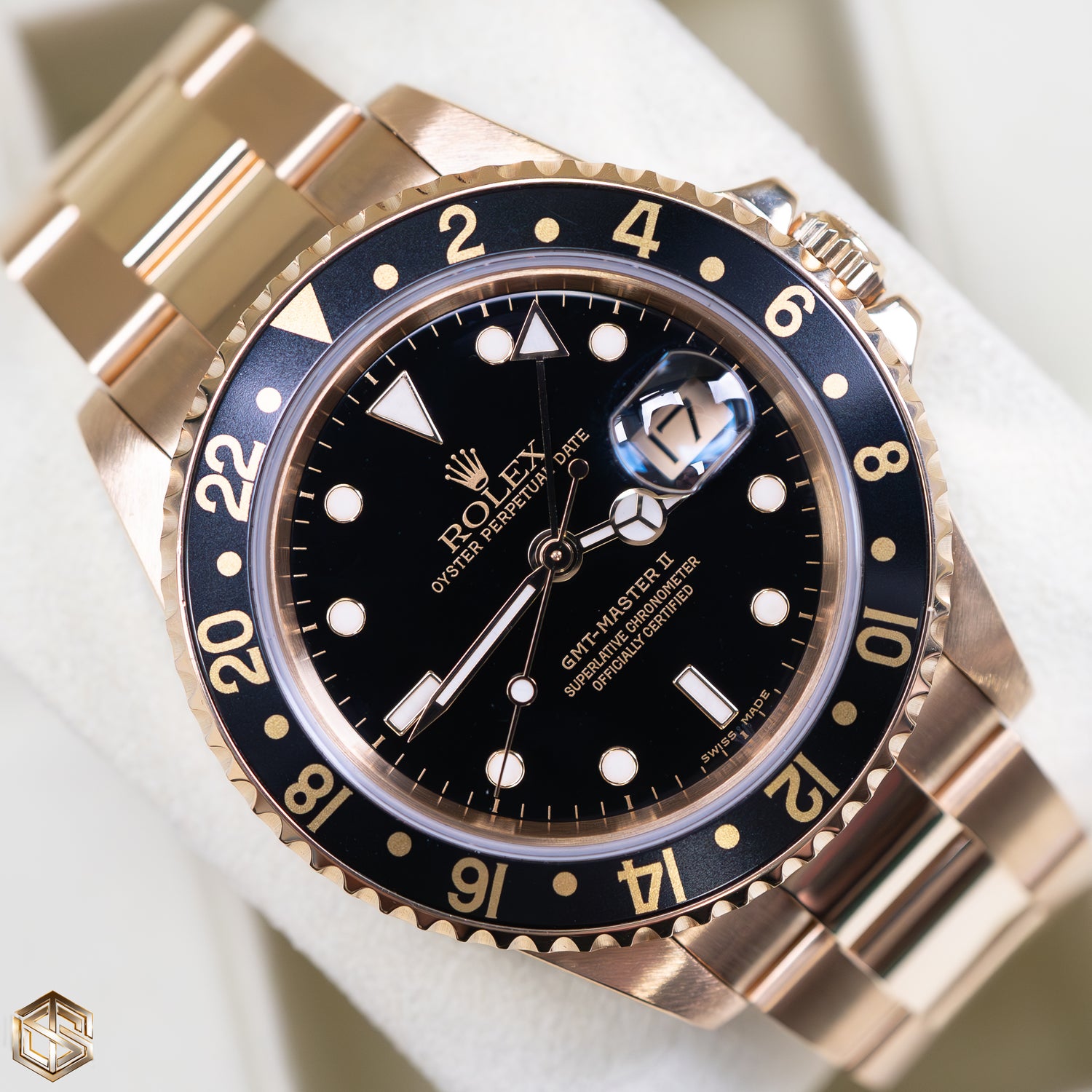 Rolex 16718 Black Dial Yellow Gold GMT-Master II Oyster Bracelet 2004 Watch