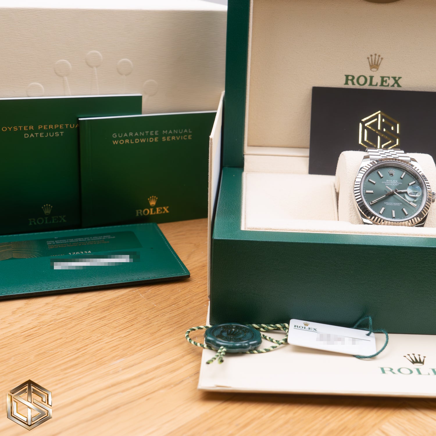 Rolex 126334 Datejust 41 Mint Green Dial Jubilee 2023 Full Set Watch
