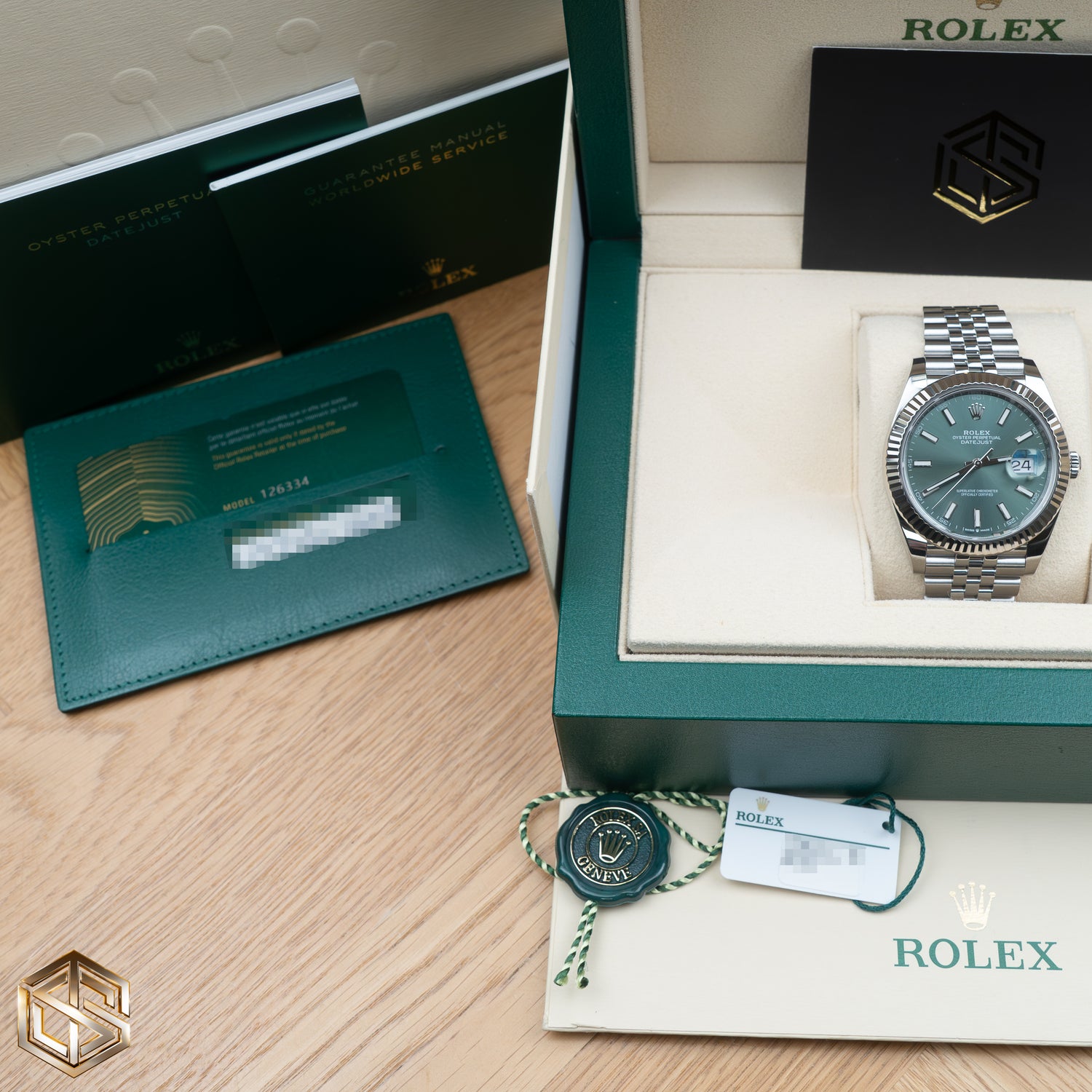 Rolex 126334 Datejust 41 Mint Green Dial Jubilee 2023 Full Set Watch