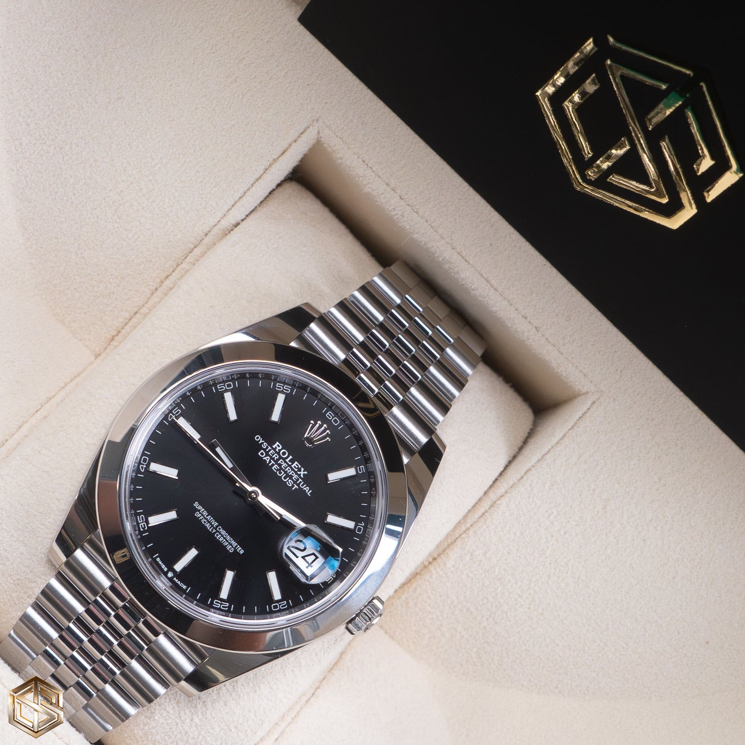 Rolex 126300 Datejust 41 Black Baton Dial Jubilee Bracelet 2022 Watch