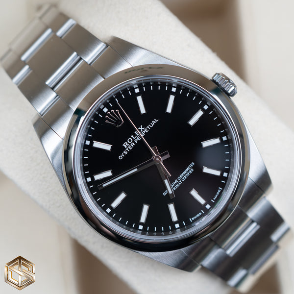 Rolex 114300 Oyster Perpetual 39 Rare Black Dial 2019 Full Set Watch SwissTimepieces