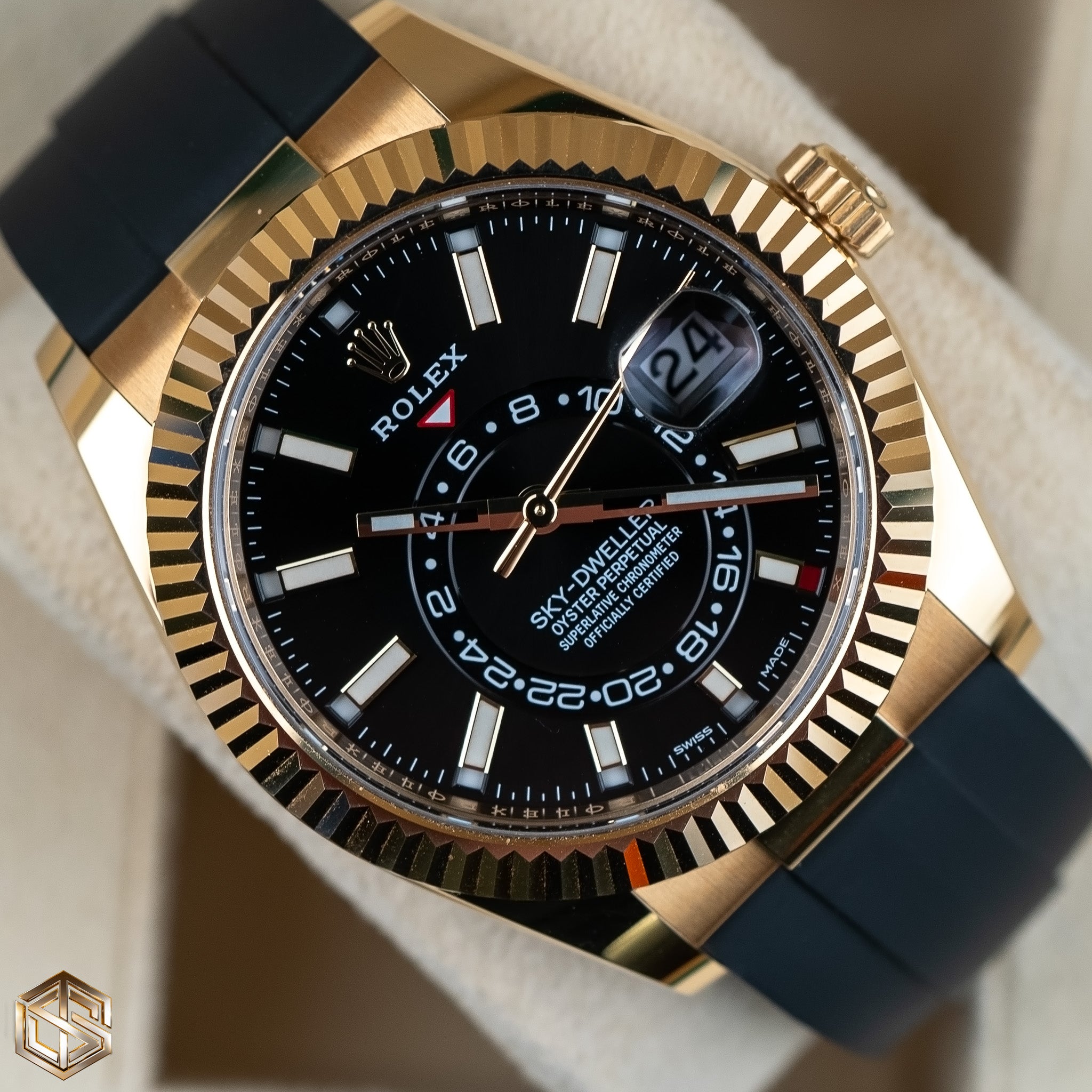 Sky dweller rose gold clearance black face