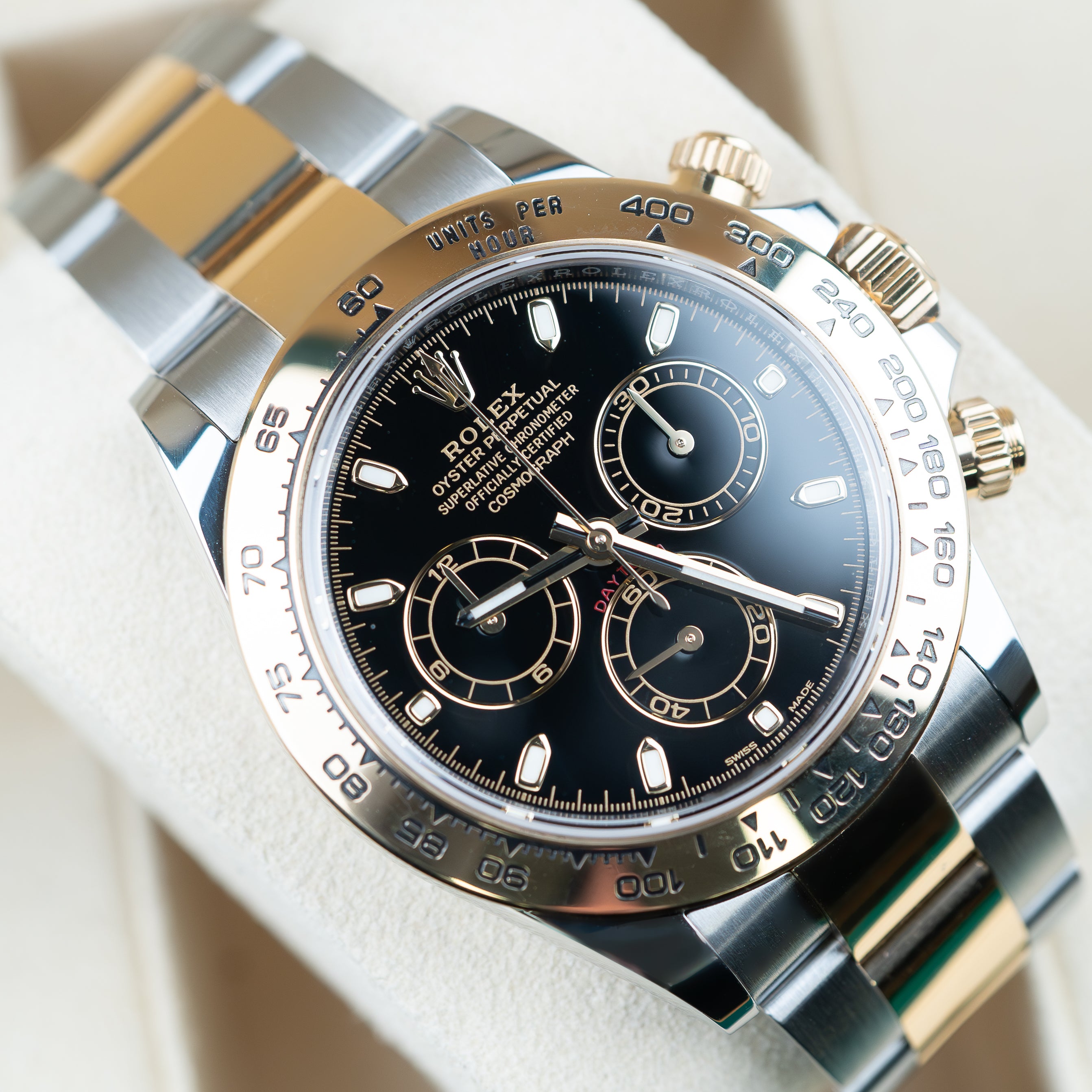Rolex 116503 Cosmograph Daytona Bi Metal Black Dial 2018 Full Set Watch SwissTimepieces