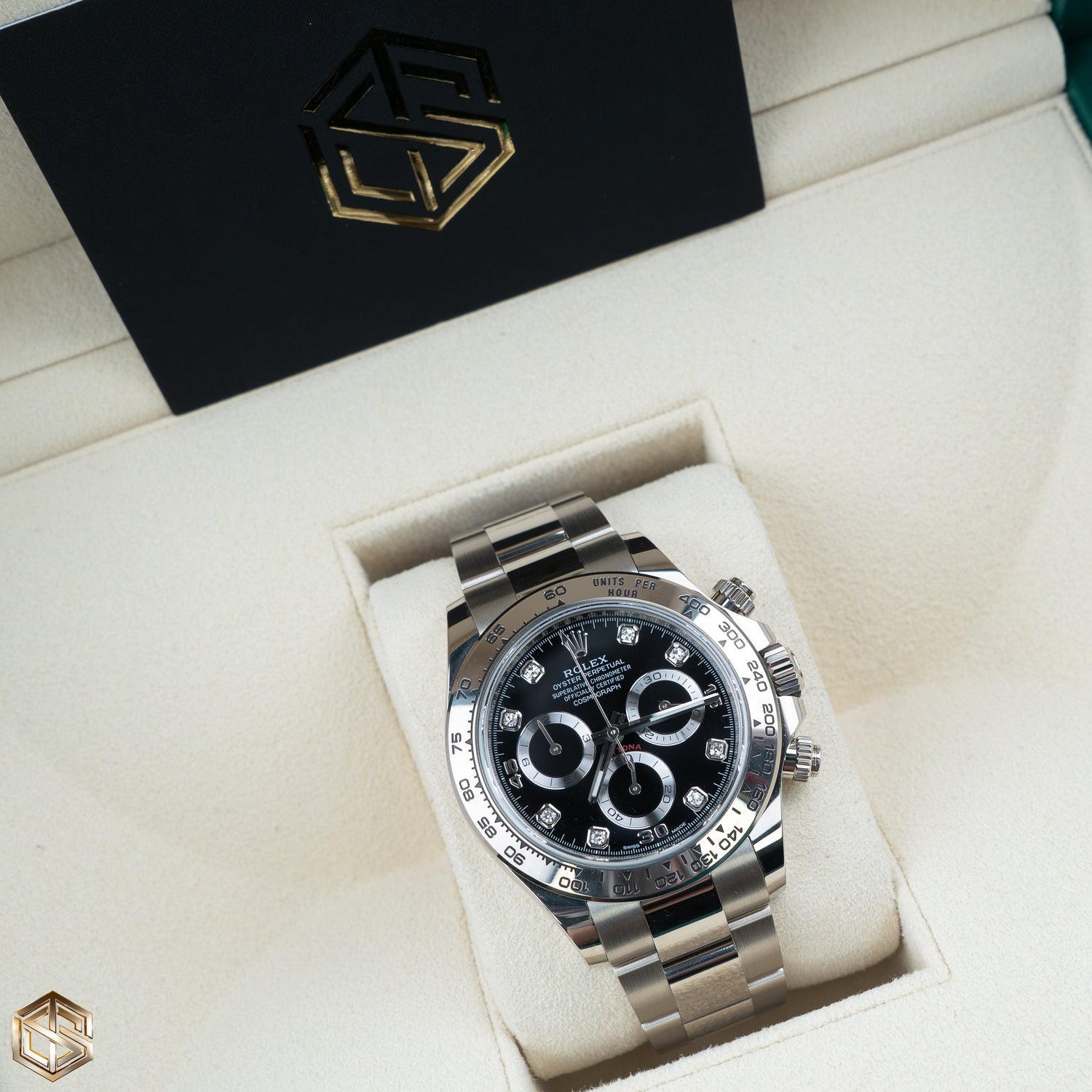 Rolex 116509 Daytona White Gold Black Diamond Dial 2022 Full UK Set Watch
