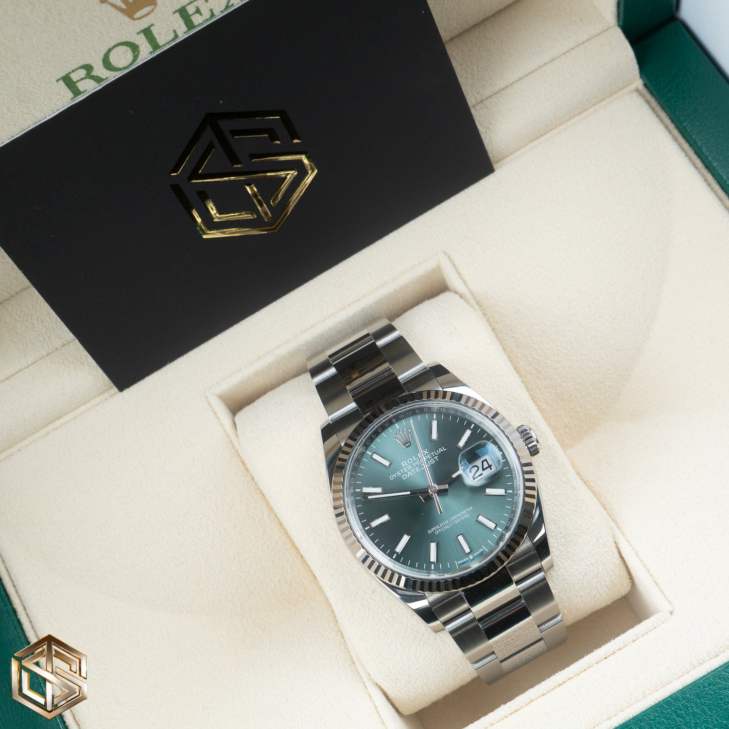 Rolex 126234 Datejust 36 Mint Green Dial Oyster Bracelet 2022 Full Set Watch