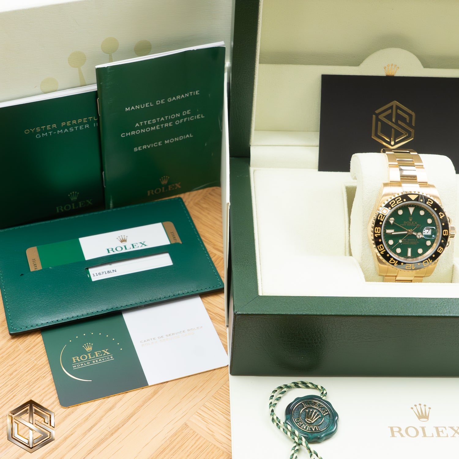 Rolex 116718LN GMT-Master II RARE Green Dial 2015 Serviced by Rolex 2024 Full Set Watch