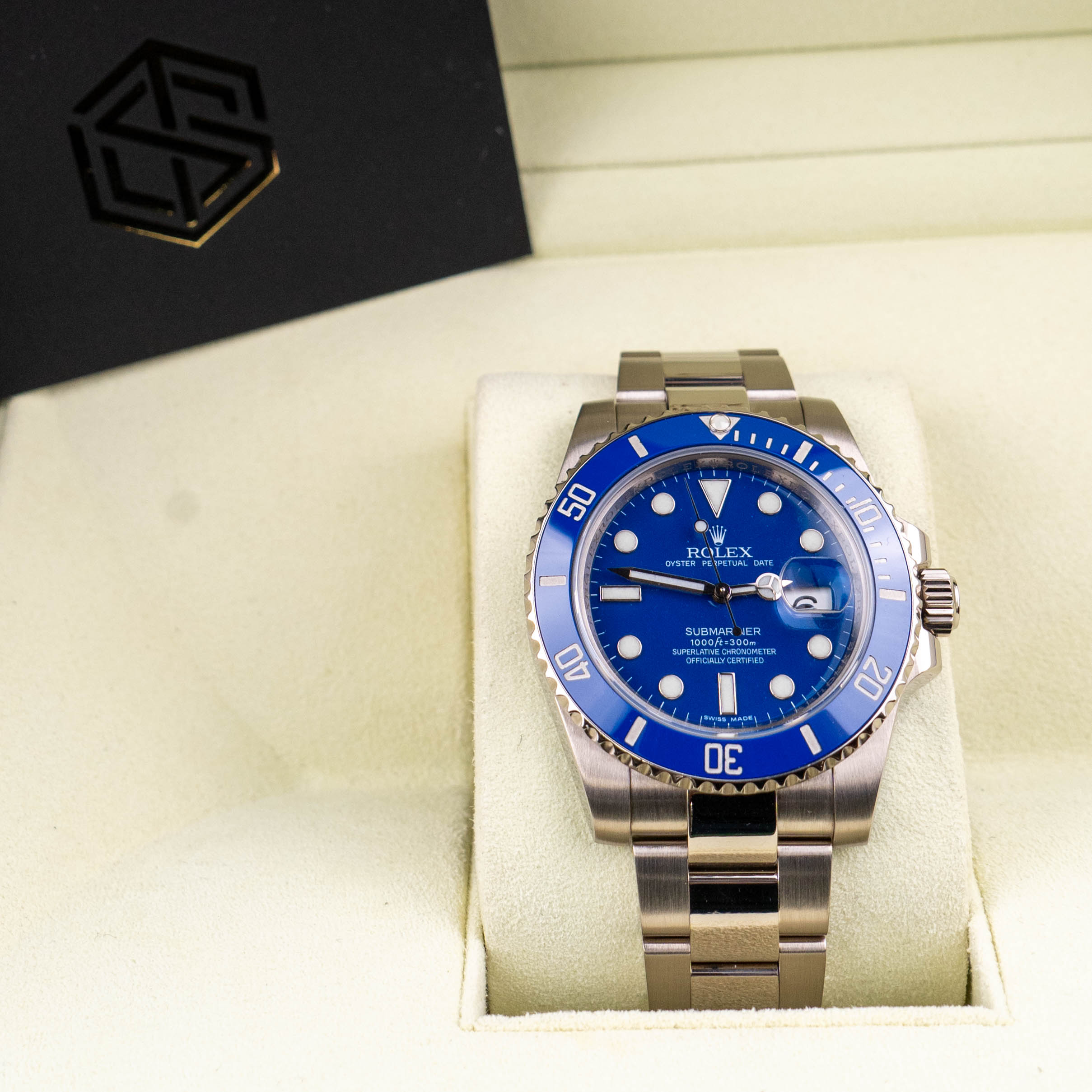 Rolex Submariner Smurf Date 18K White Gold Blue Dial Mens Watch 116619 –  11:11 NY