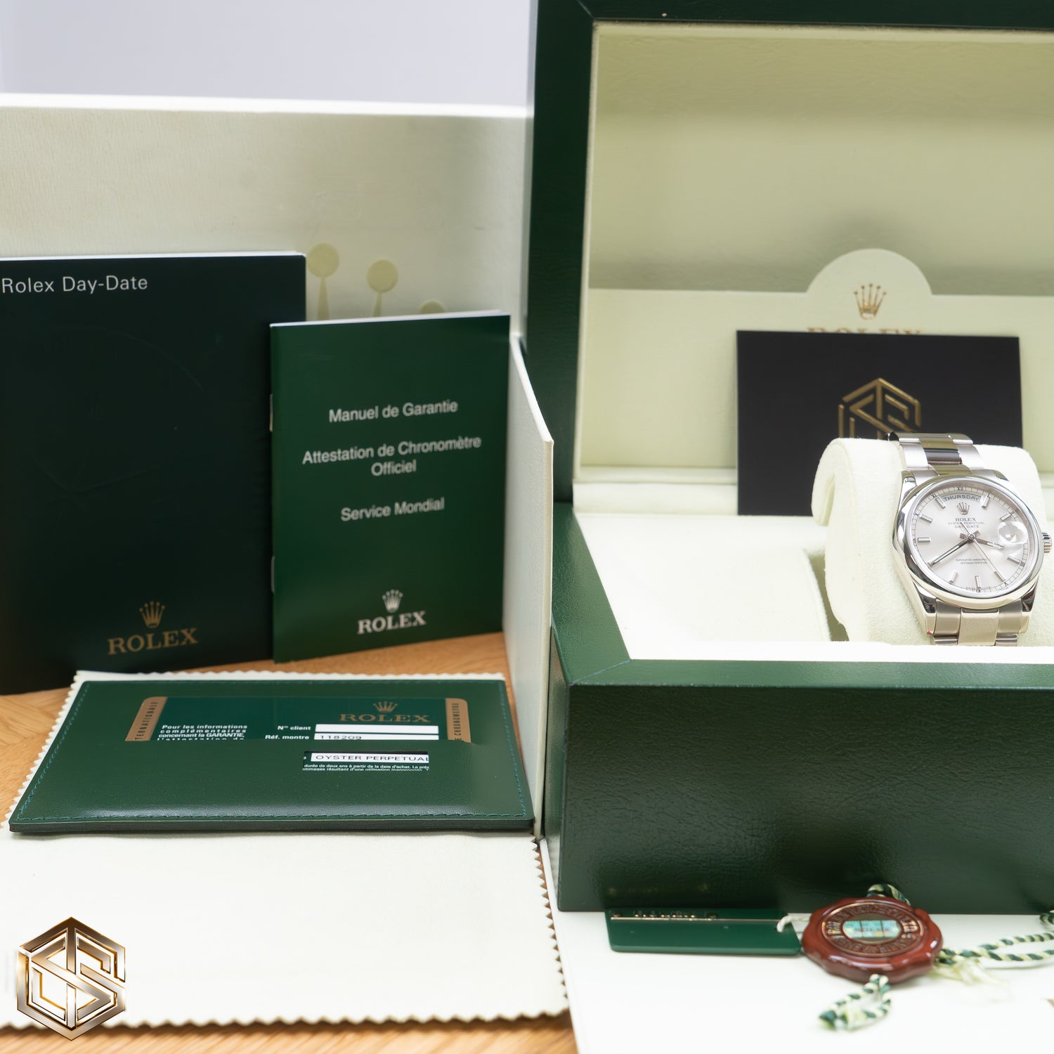 Rolex 118209 Day-Date 36 White Gold Silver Dial 2014 Watch