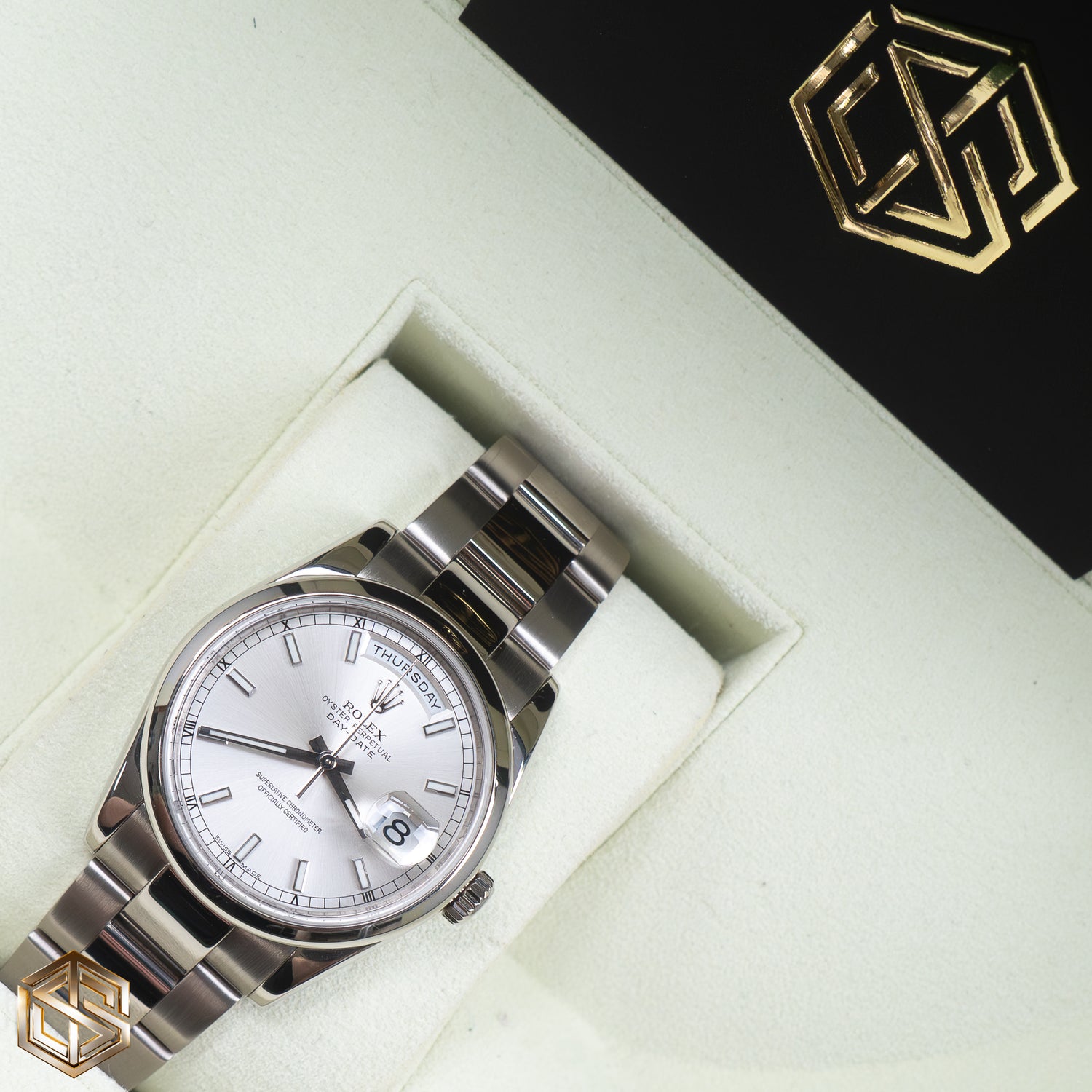 Rolex 118209 Day-Date 36 White Gold Silver Dial 2014 Watch