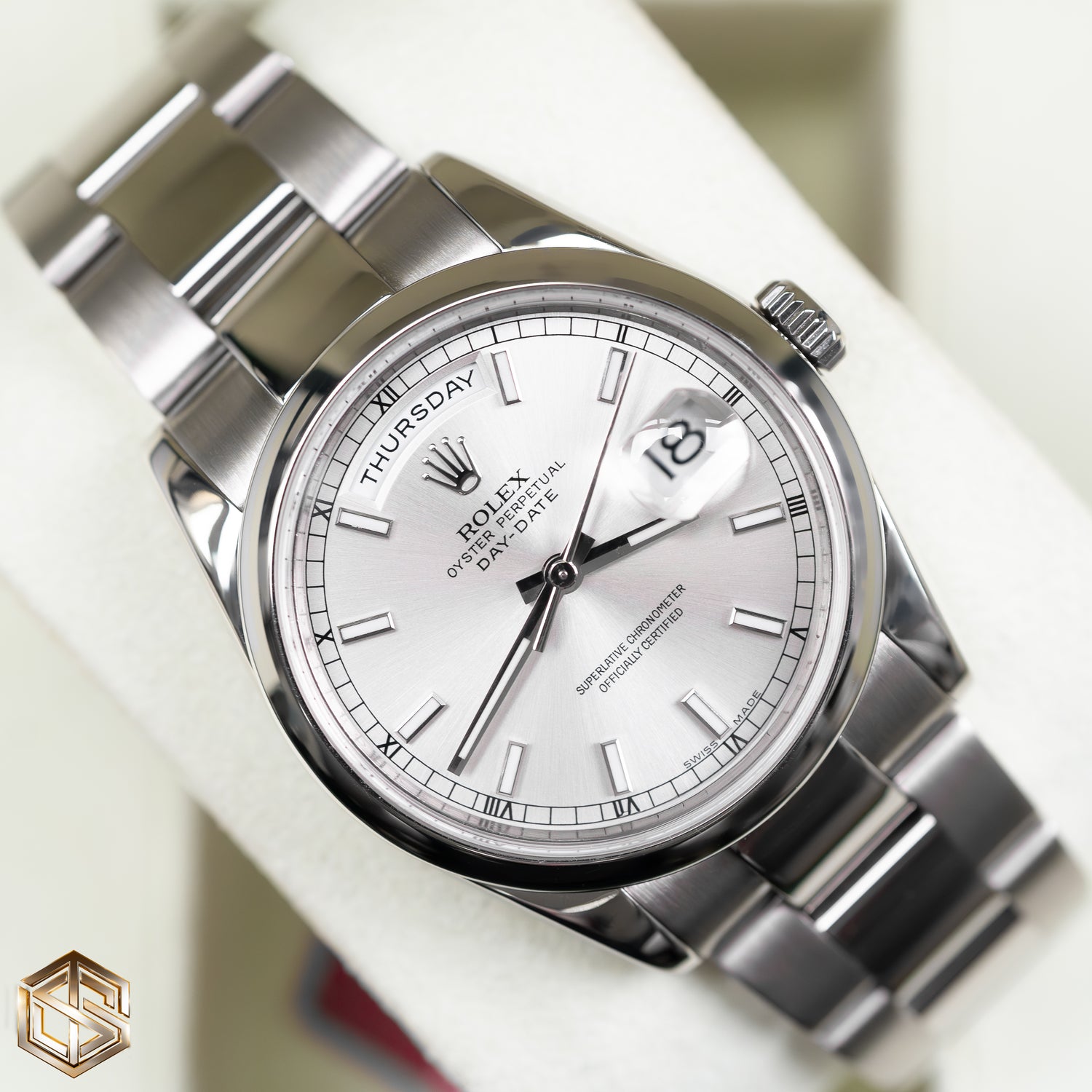 Rolex 118209 Day-Date 36 White Gold Silver Dial 2014 Watch