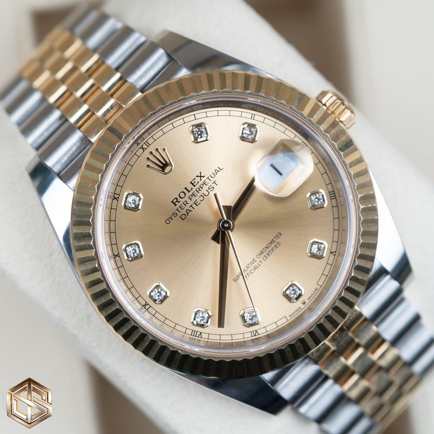 Rolex 126333 Datejust 41 Champagne Diamond Dial Bi-Metal Jubilee Bracelet 2021 Full Set Watch