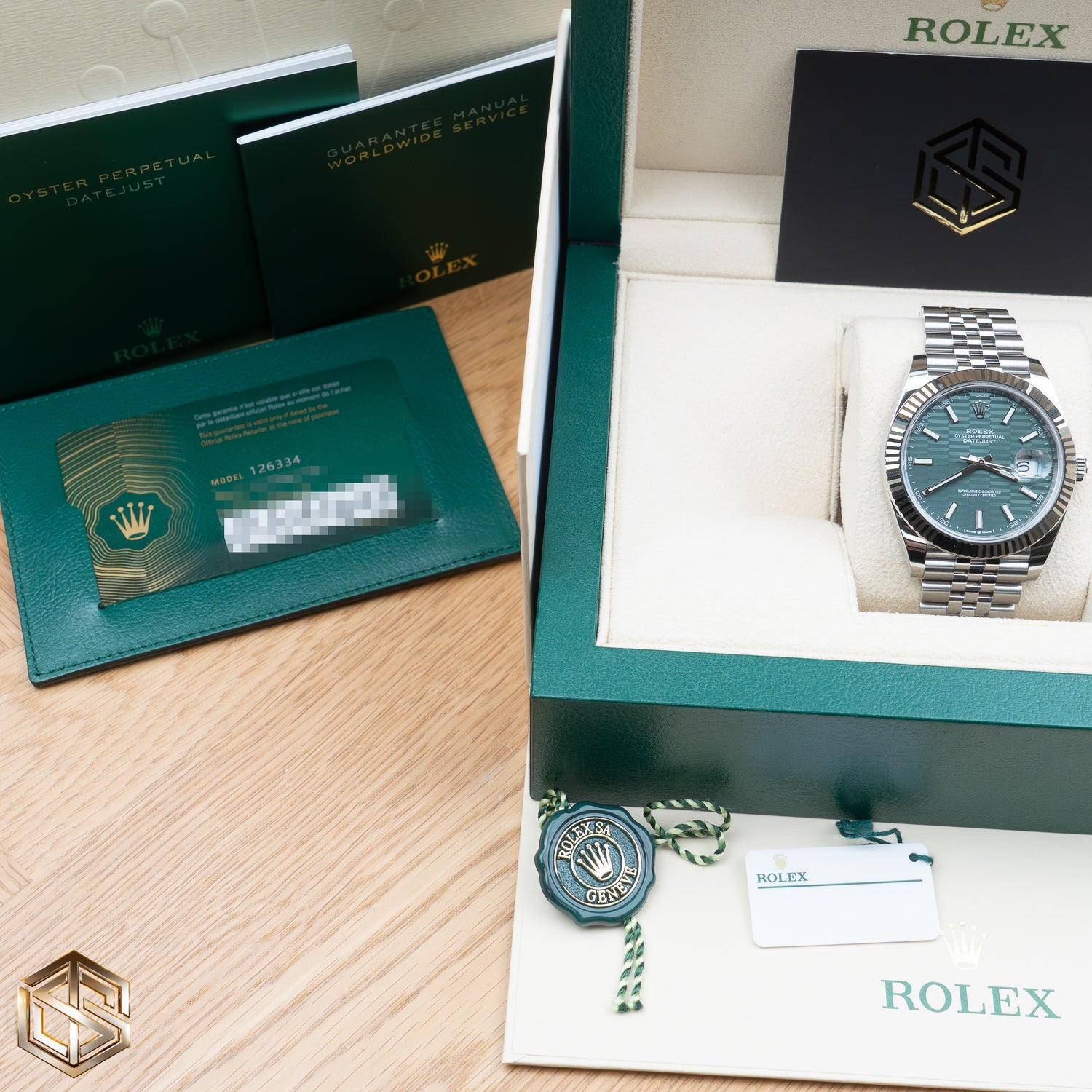 Rolex 126334 Datejust 41 'Green Motif' Dial Jubilee 2023 Full Set Watch