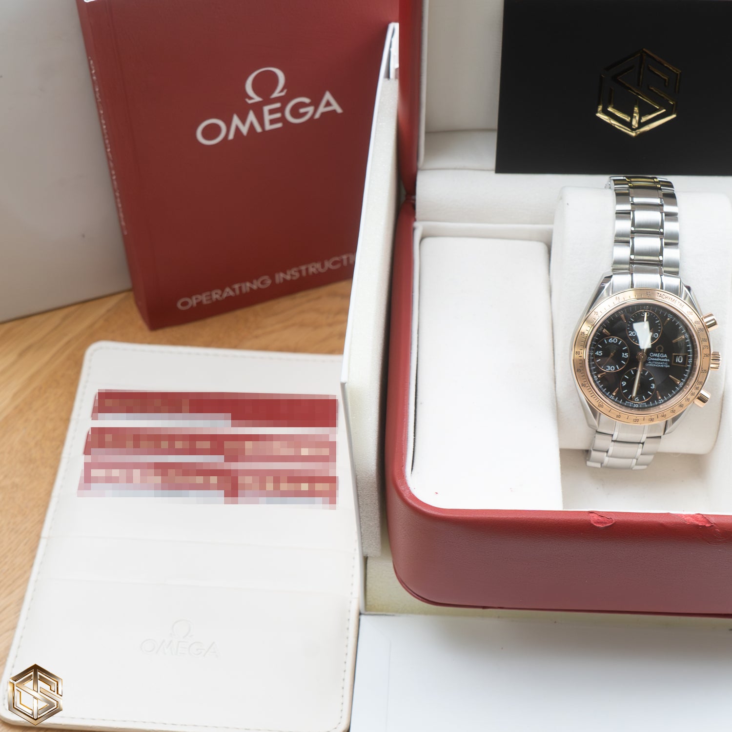 Omega 323.21.40.40.01.001 Speedmaster Rose Gold Bezel 40mm 2013 Full Set Watch