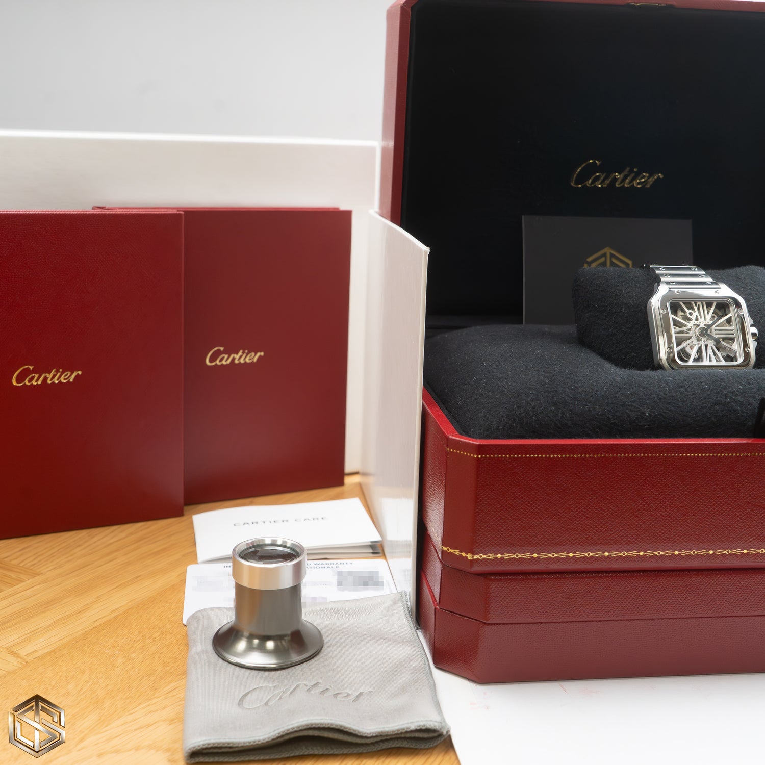 Cartier WHSA0015 Santos de Cartier Large Skeleton Dial 2022 Full Set Watch