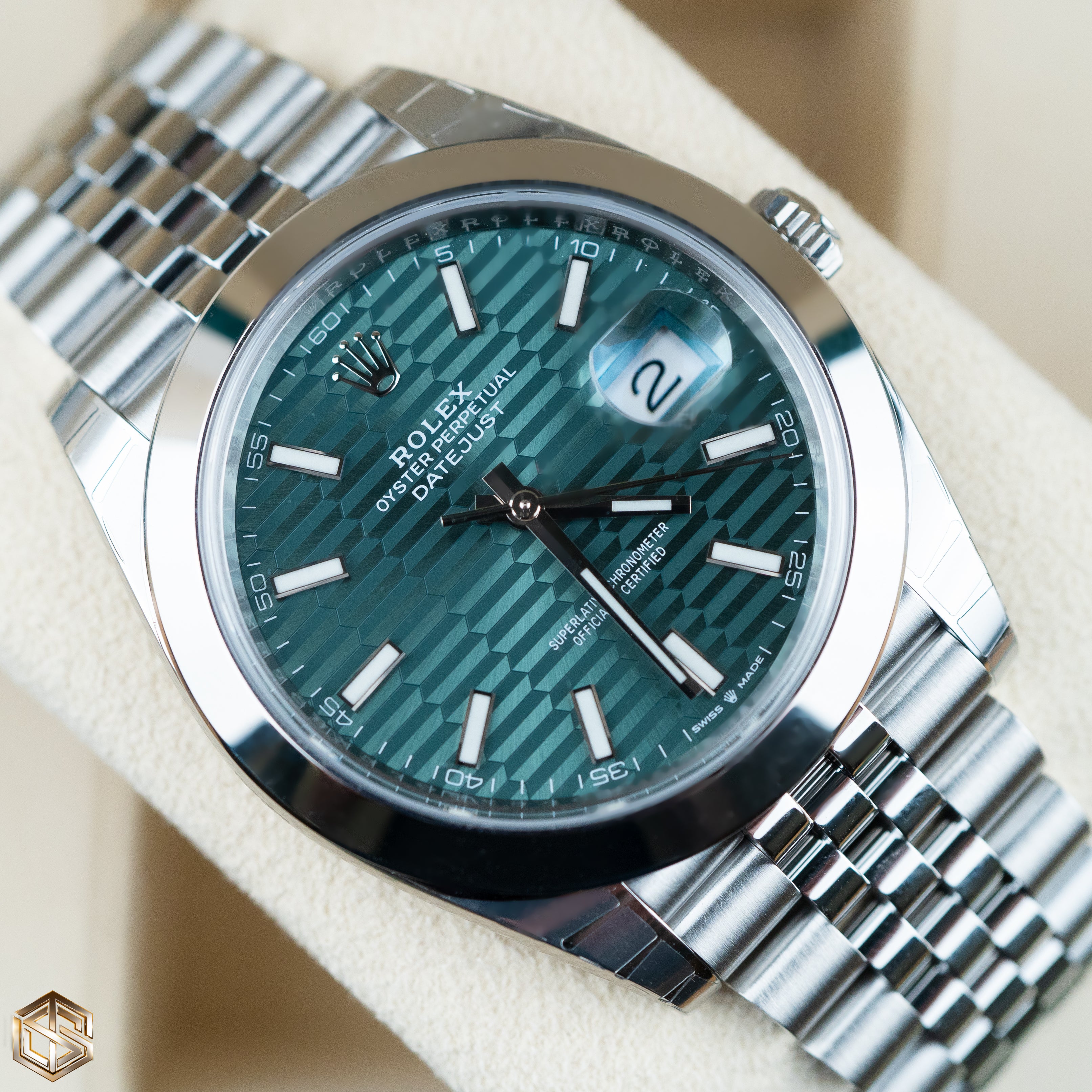 Rolex 126300 FULL STICKERS Datejust 41 Green Motif Dial Jubilee