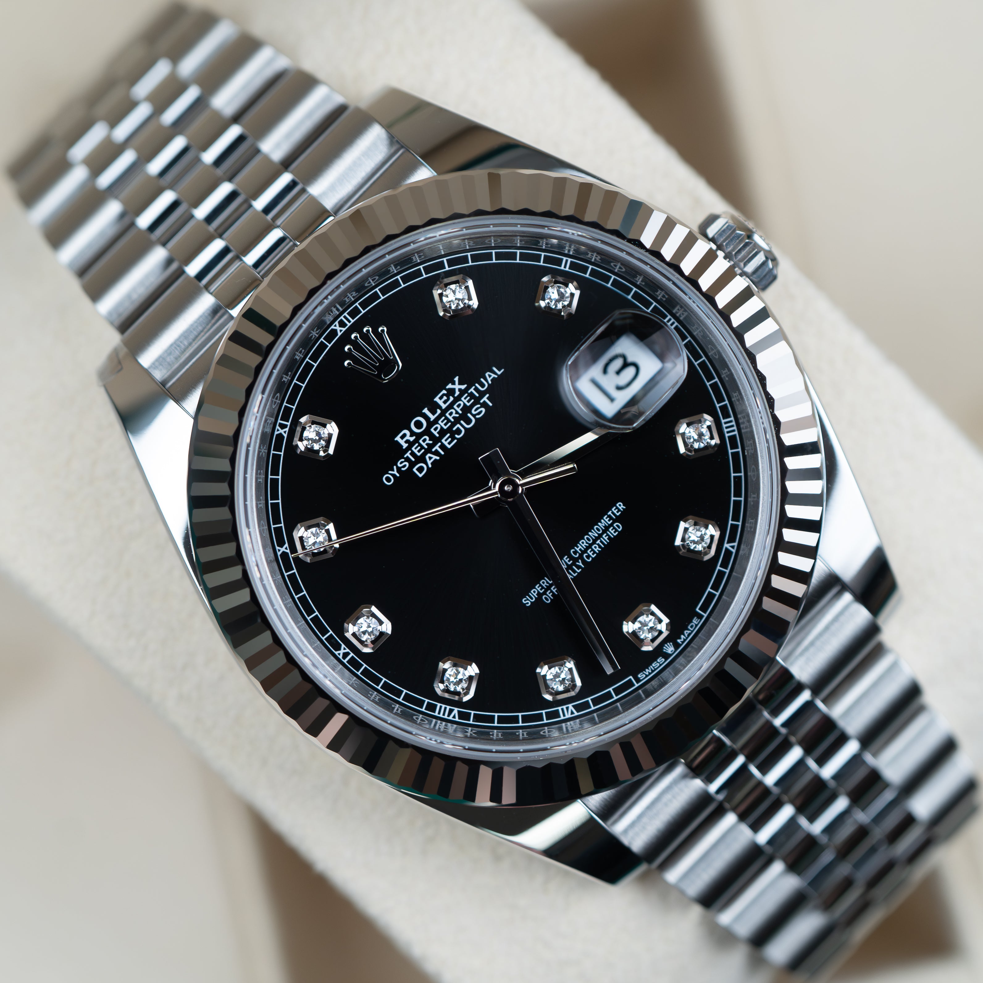 Rolex 126334 Datejust 41 Black Diamond Dial Jubilee Bracelet UNWORN 2024 Full Set Watch