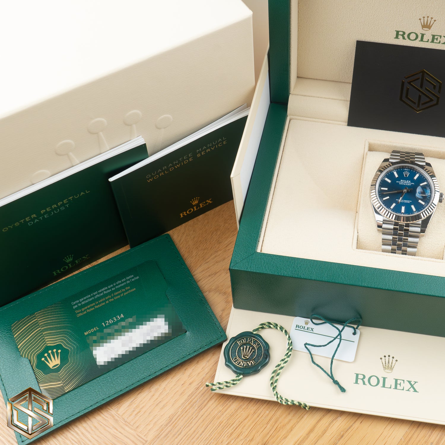 Rolex 126334 2024 Datejust 41 Blue Baton Dial Jubilee Bracelet 2023 Full Set Watch