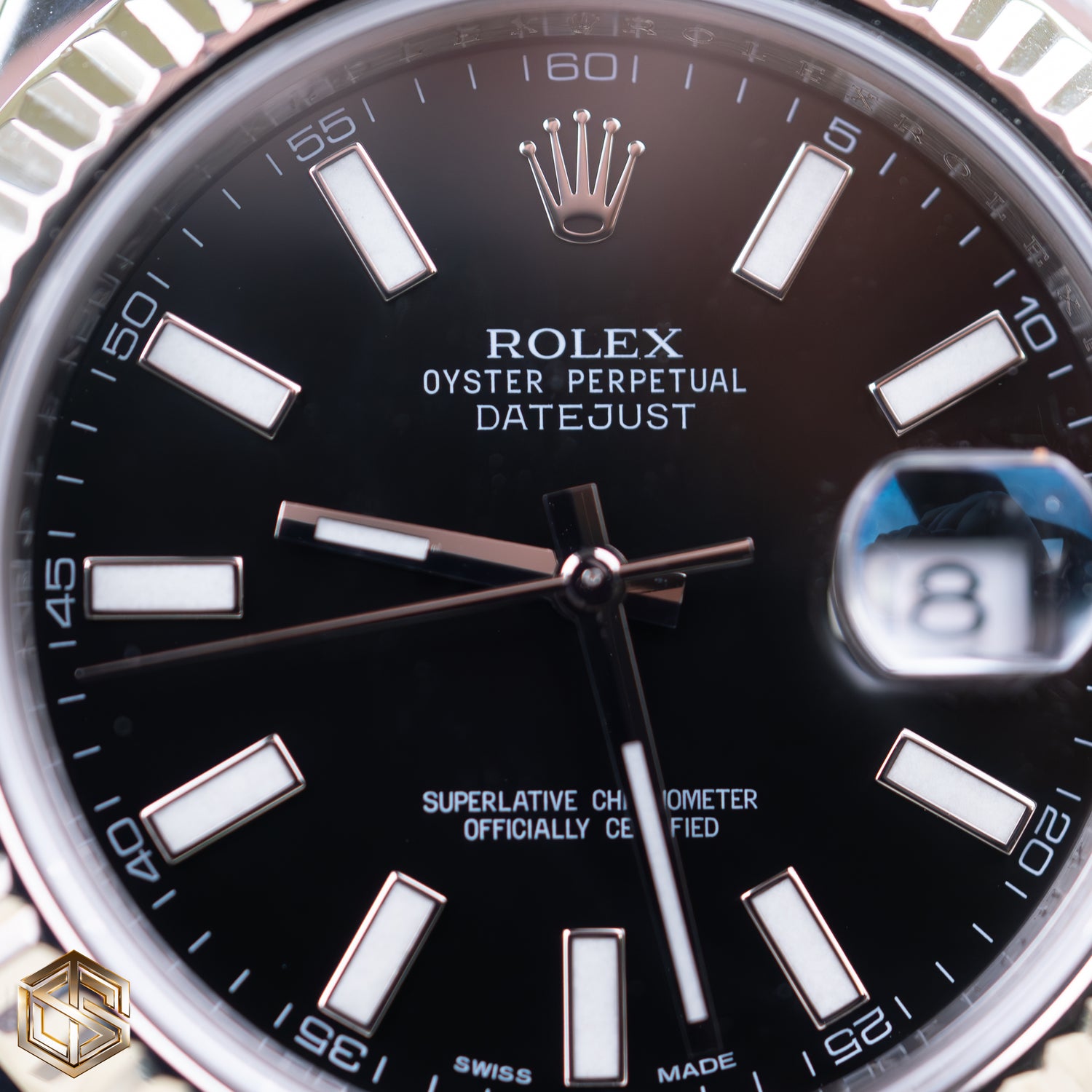 Rolex 116334 Datejust 41 Black Baton Dial Oyster Bracelet 2011 Full Set Watch
