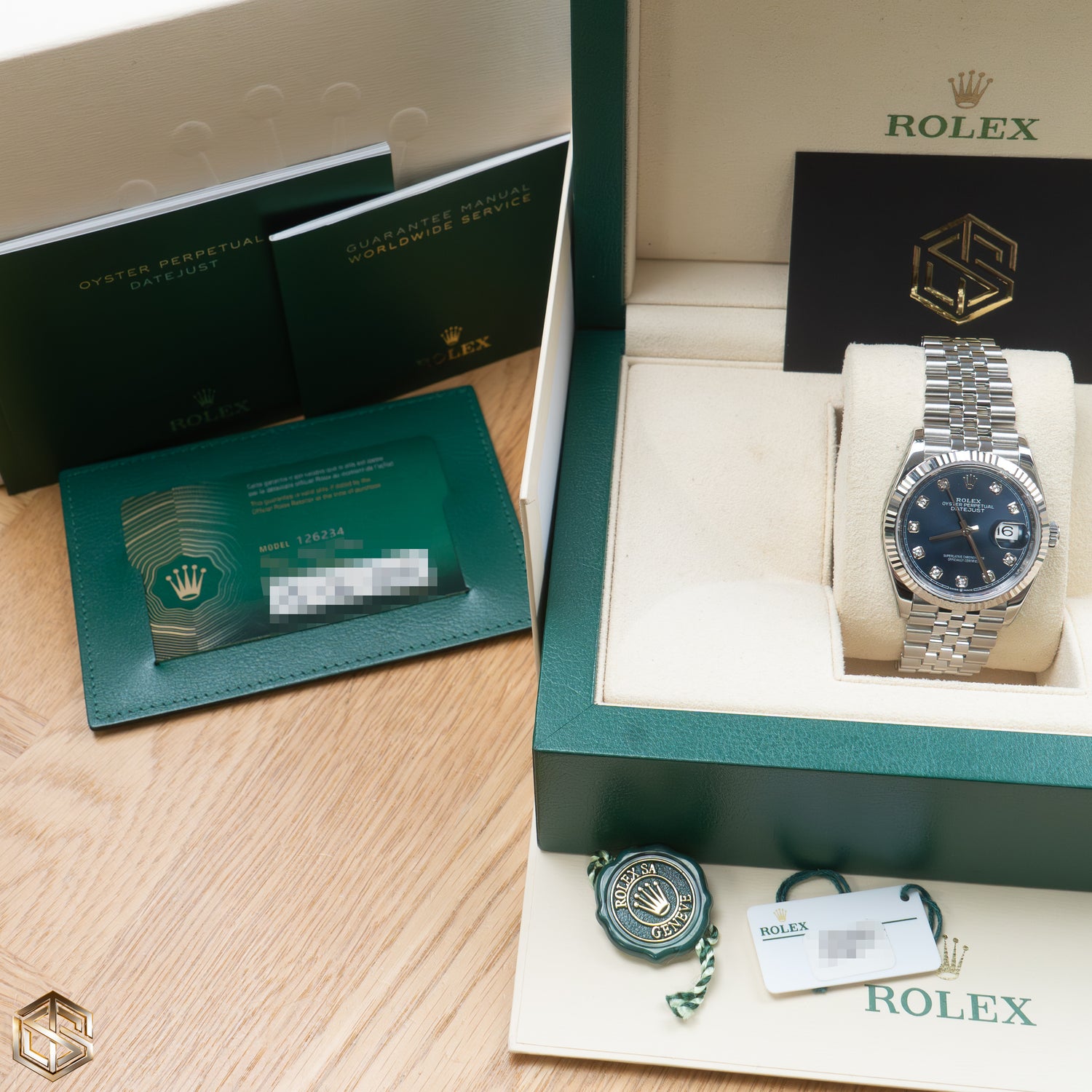 Rolex 126234 Datejust 36 Blue Diamond Dial Jubilee Bracelet 2021 Full Set Watch