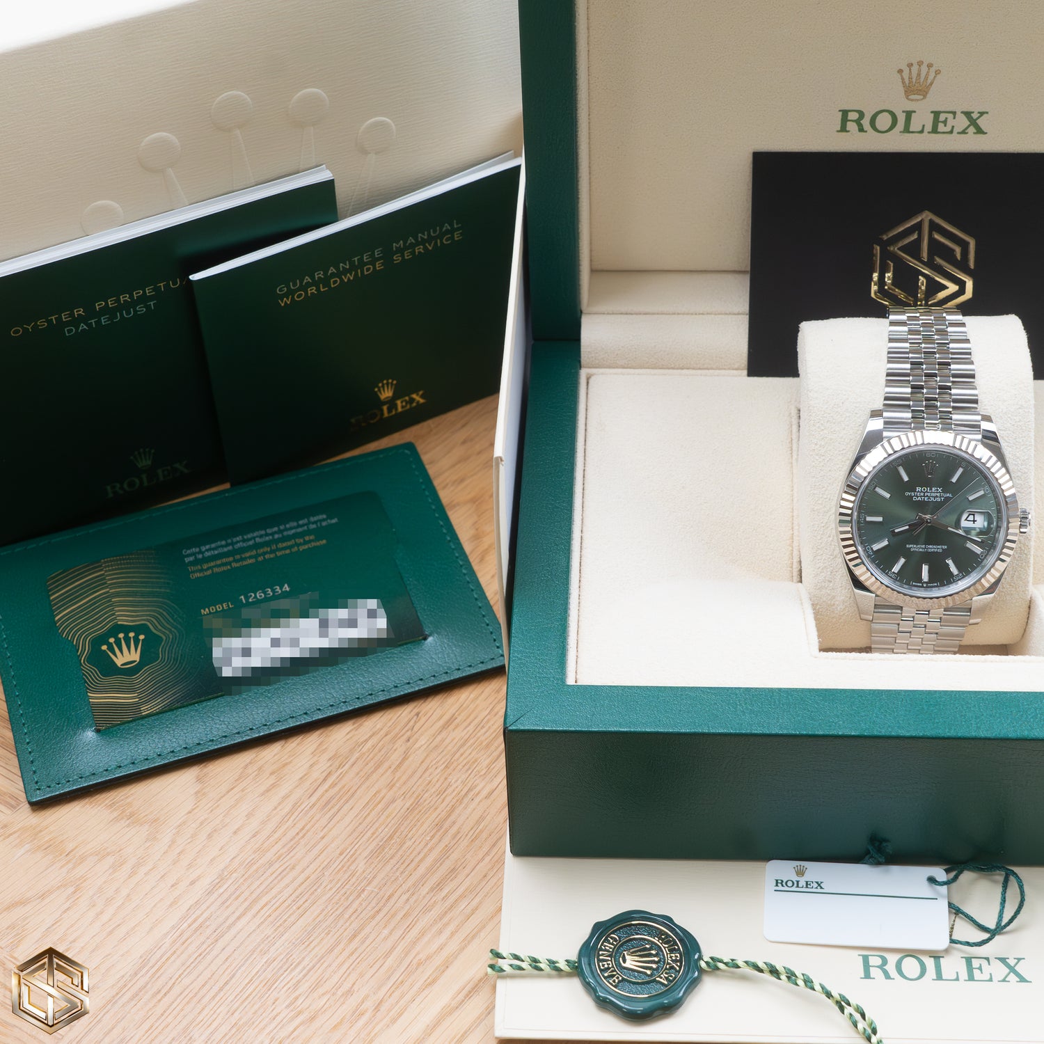 Rolex 126334 Datejust 41 Mint Green Dial Jubilee 2023 Full Set Watch