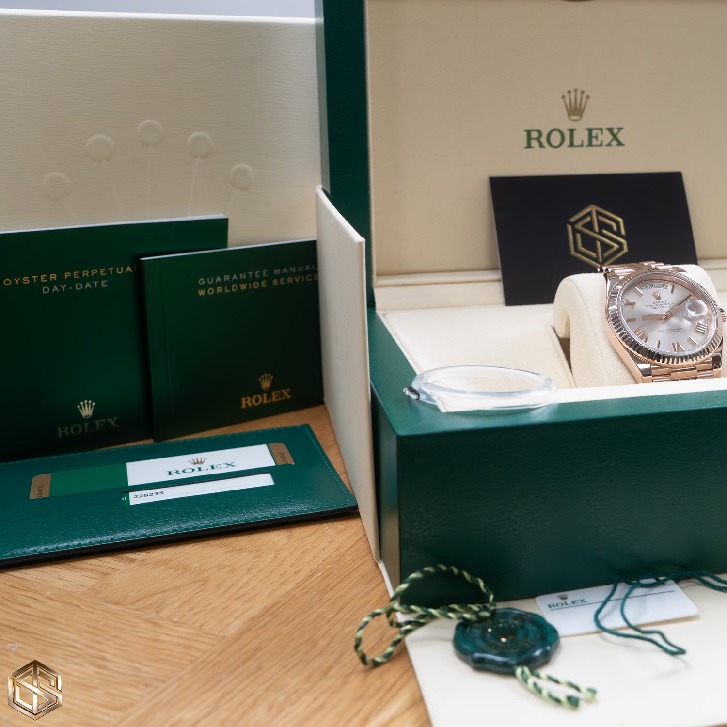 Rolex 228235 Day-Date 40 Rose Gold Sundust Dial 2018 Full Set Watch