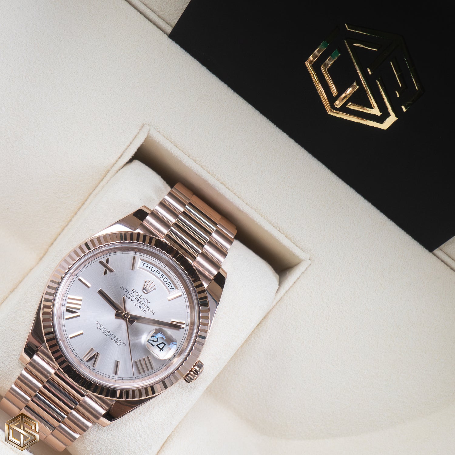 Rolex 228235 Day-Date 40 Rose Gold Sundust Dial 2018 Full Set Watch