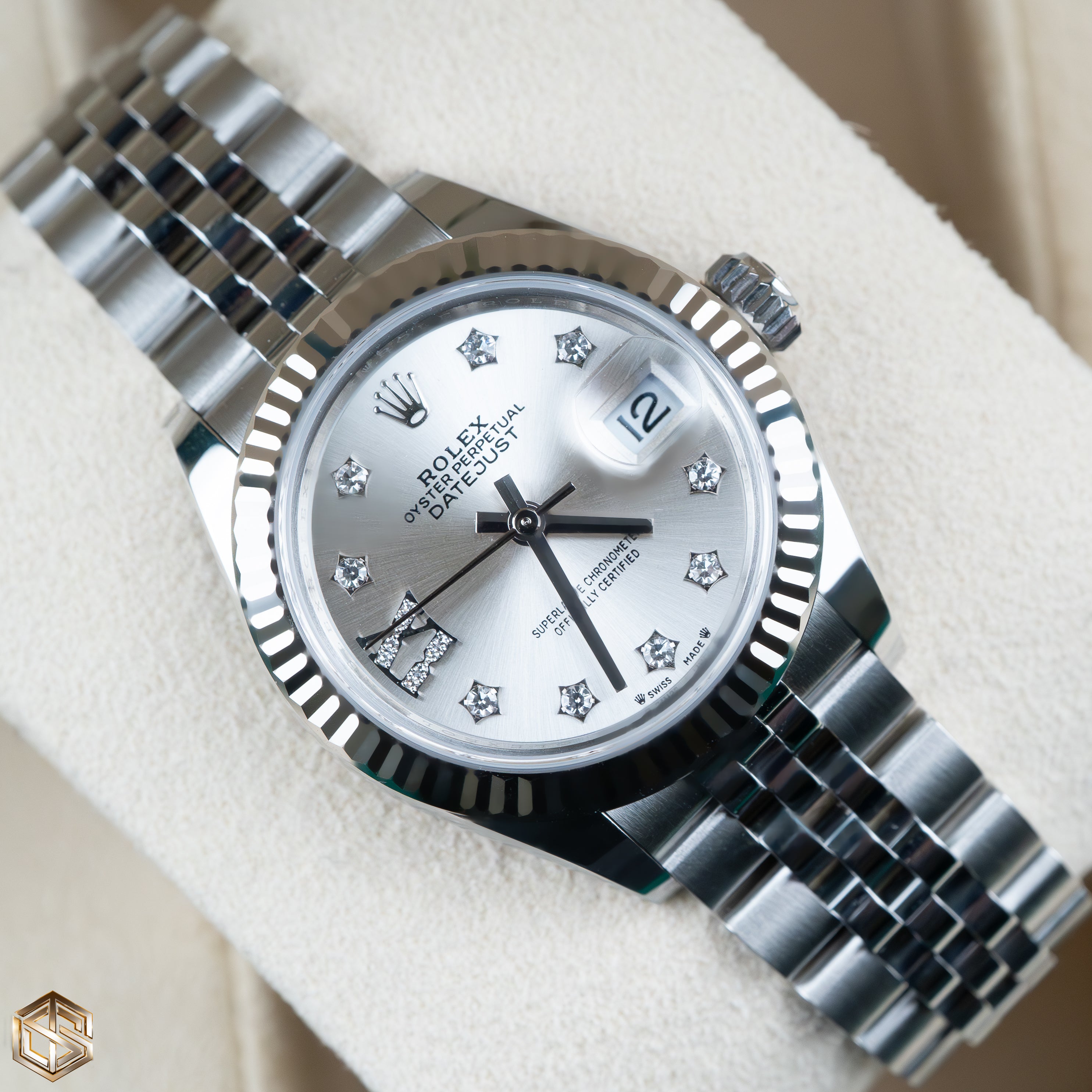 Silver diamond clearance rolex