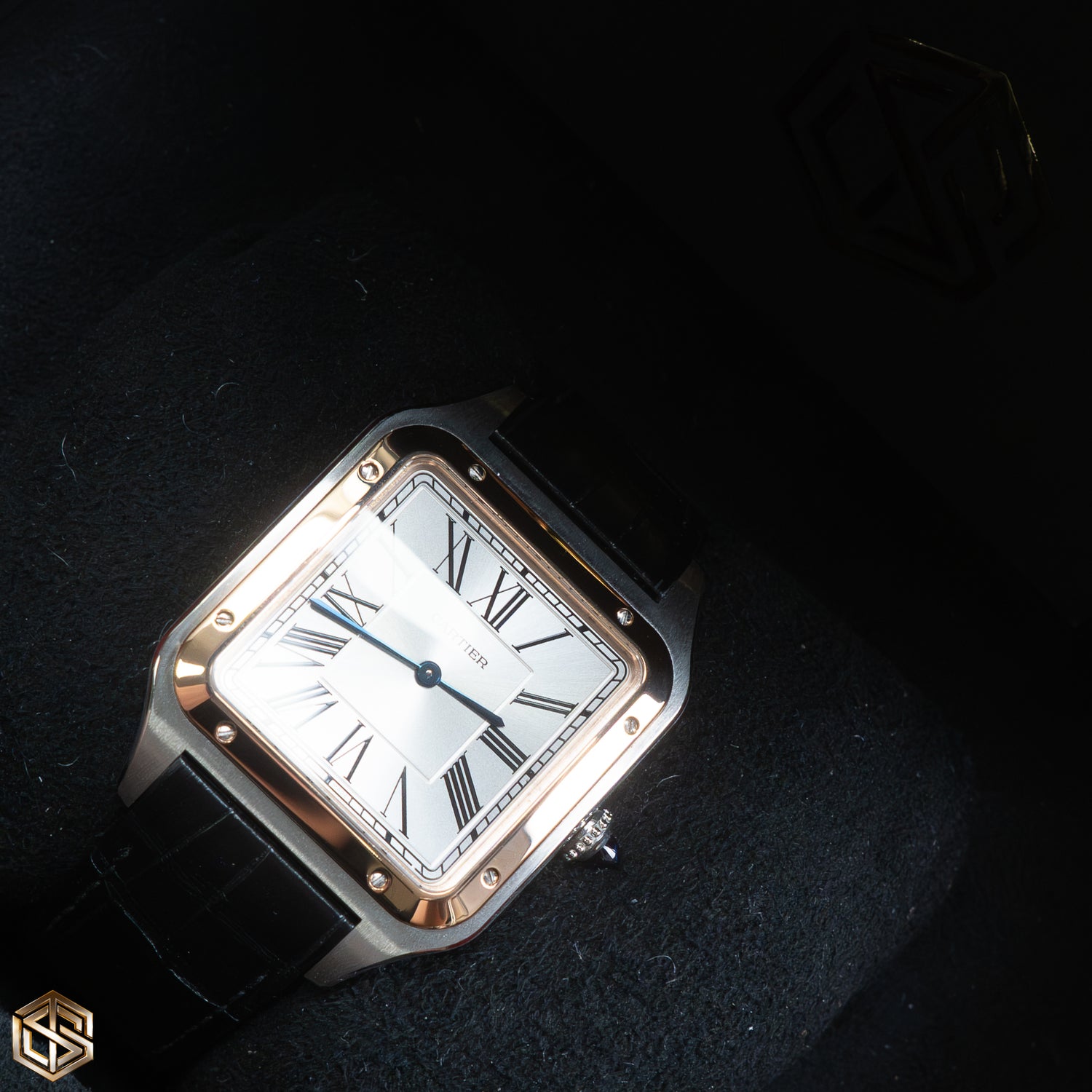 Cartier W2SA0017 Santos-Dumont XL 18ct Rose Gold Silver Dial Leather Strap 2023 Watch