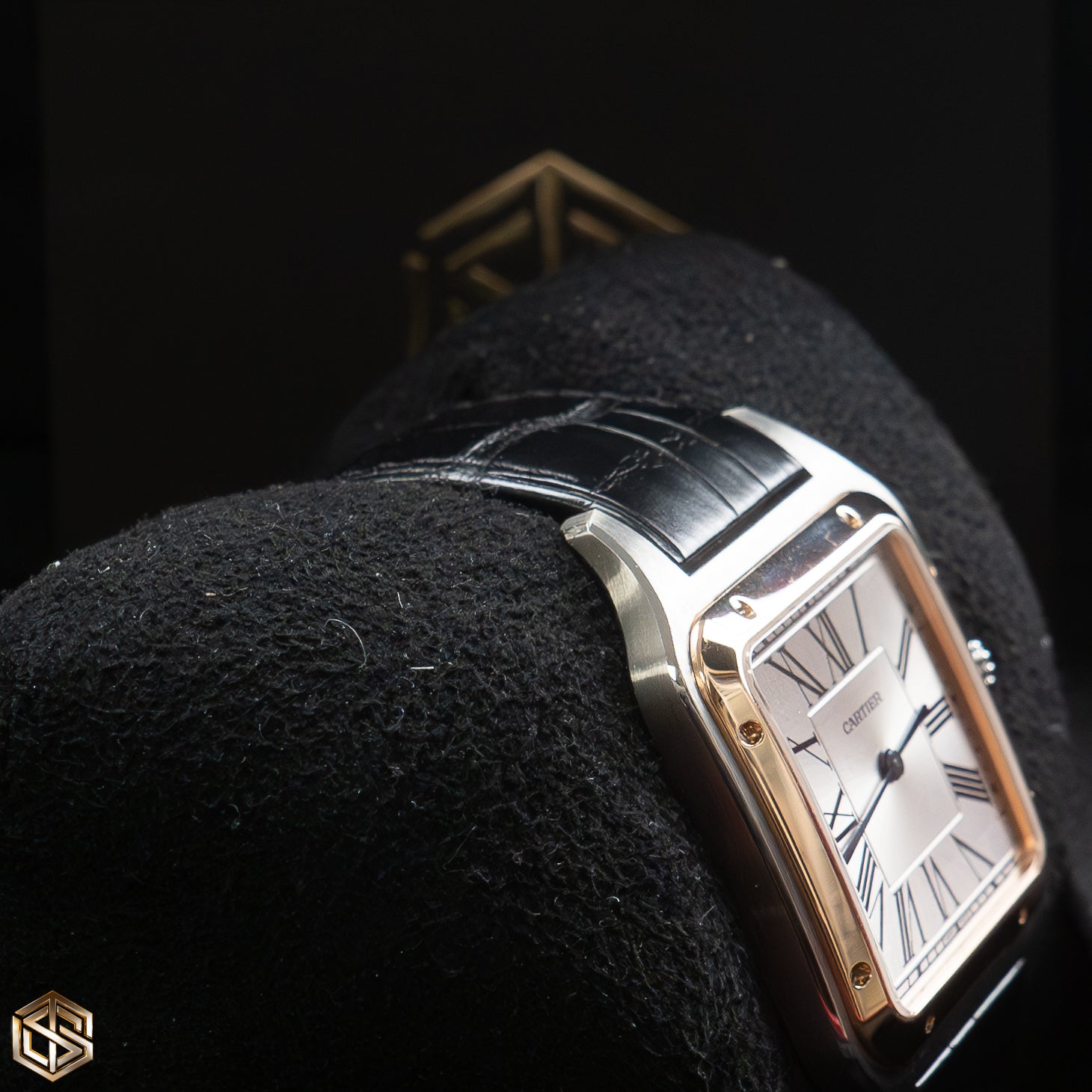 Cartier W2SA0017 Santos-Dumont XL 18ct Rose Gold Silver Dial Leather Strap 2023 Watch