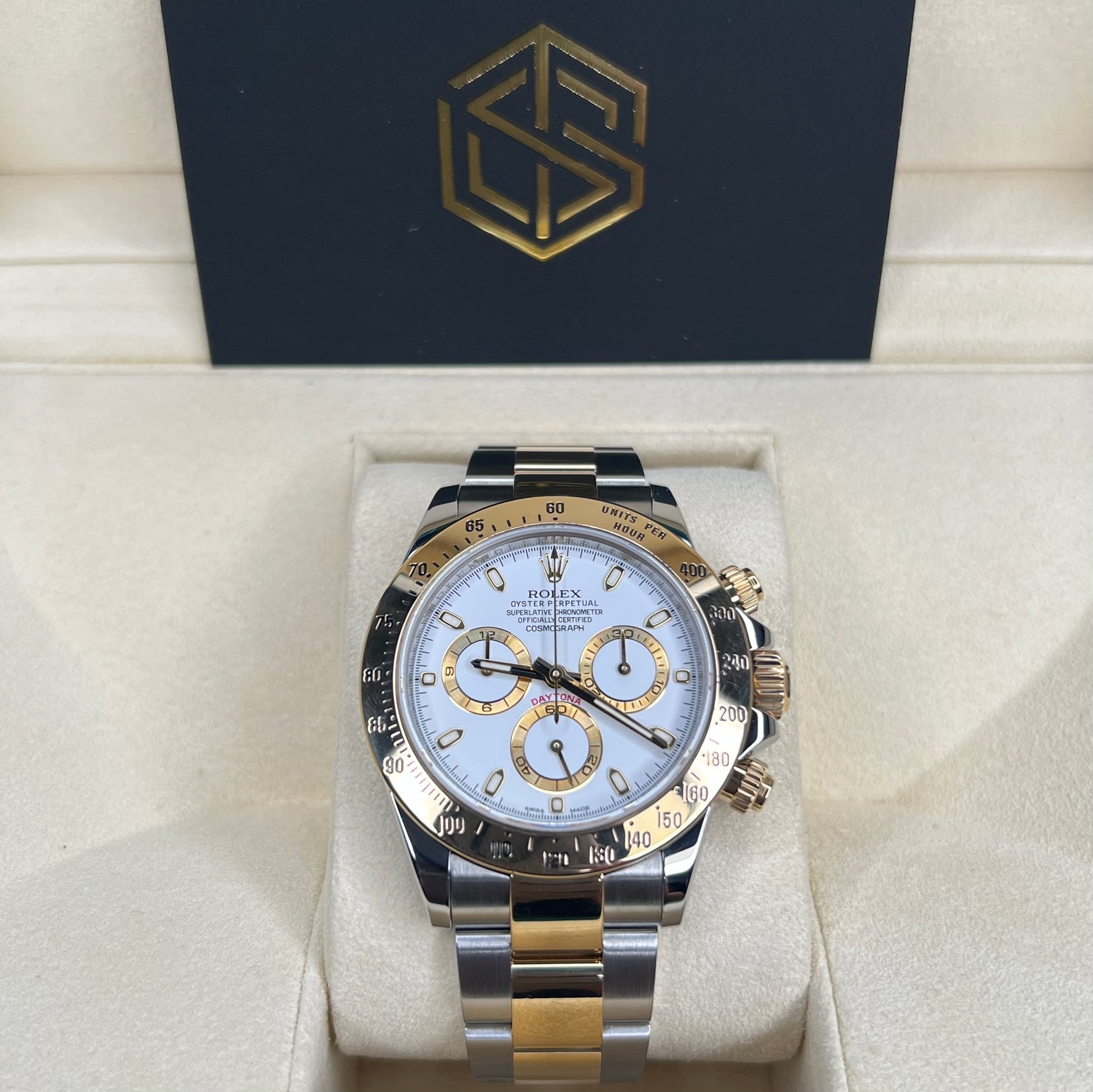 Rolex 116523 Daytona Bi-Metal White 'APH' Error Dial 2014 Full Set Watch - SwissTimepieces