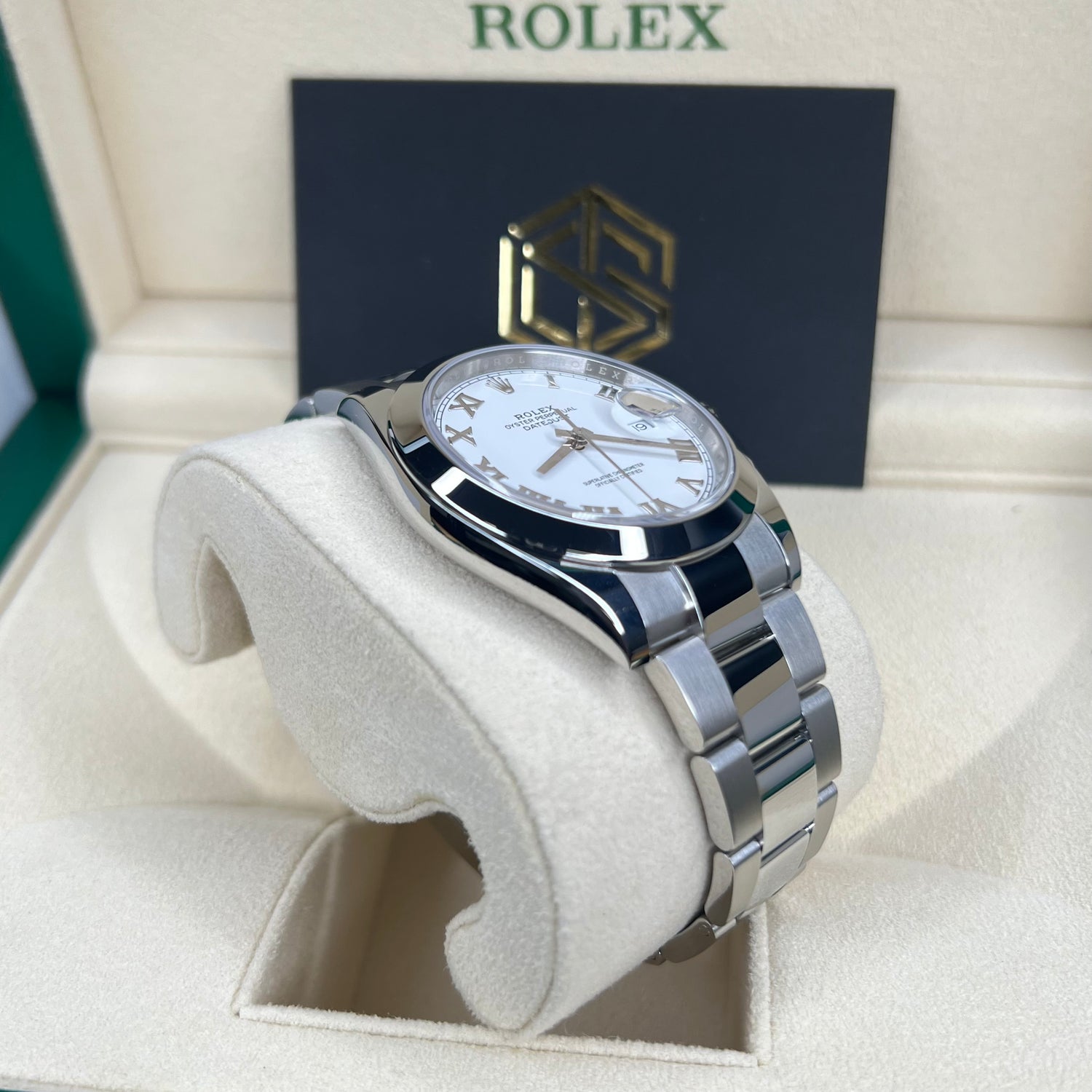 Rolex 126300 Datejust 41 White Roman Numeral Dial Oyster Bracelet 2021 Full Set Watch - SwissTimepieces