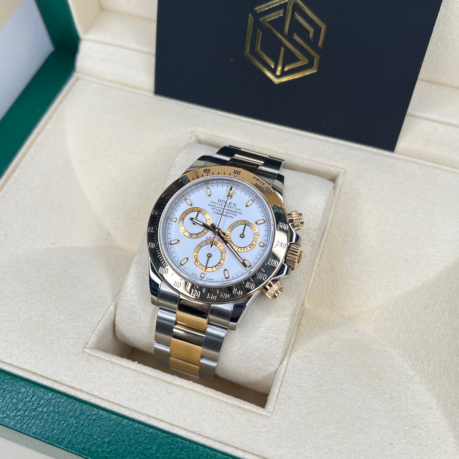 Rolex 116523 Daytona Bi-Metal White 'APH' Error Dial 2014 Full Set Watch - SwissTimepieces