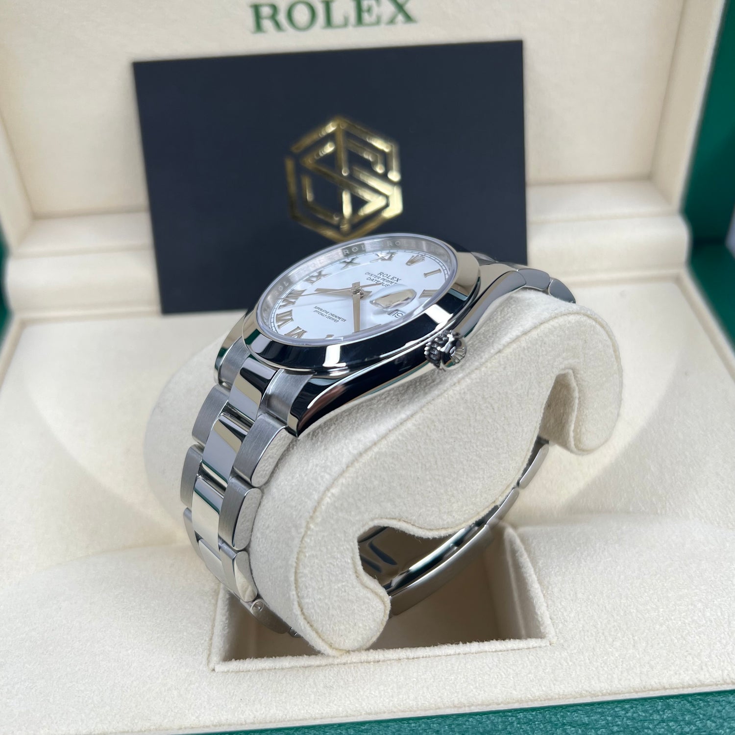 Rolex 126300 Datejust 41 White Roman Numeral Dial Oyster Bracelet 2021 Full Set Watch - SwissTimepieces