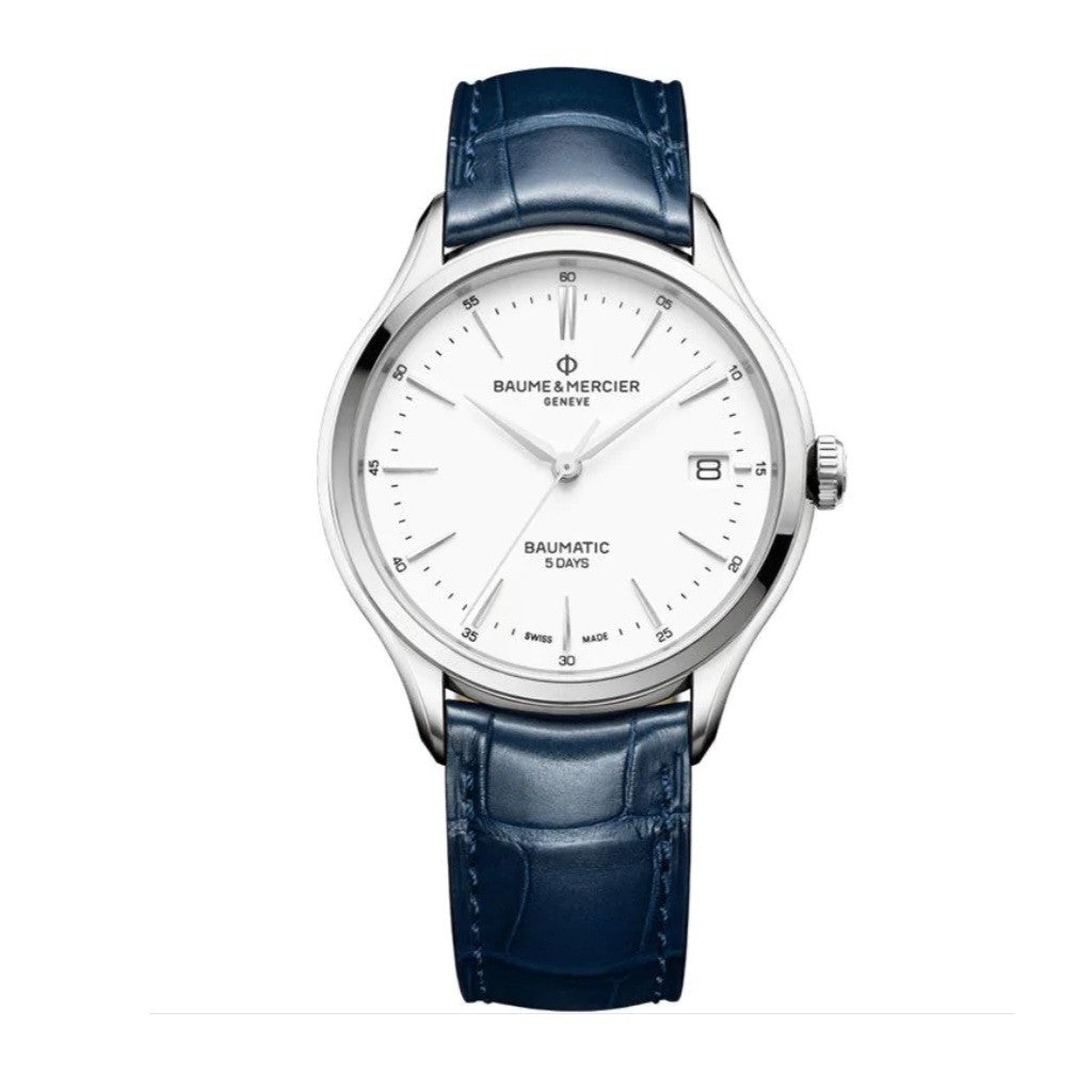 Baume & Mercier Clifton Baumatic Mechanical Stainless Steel White Dial Mens Watch 10398