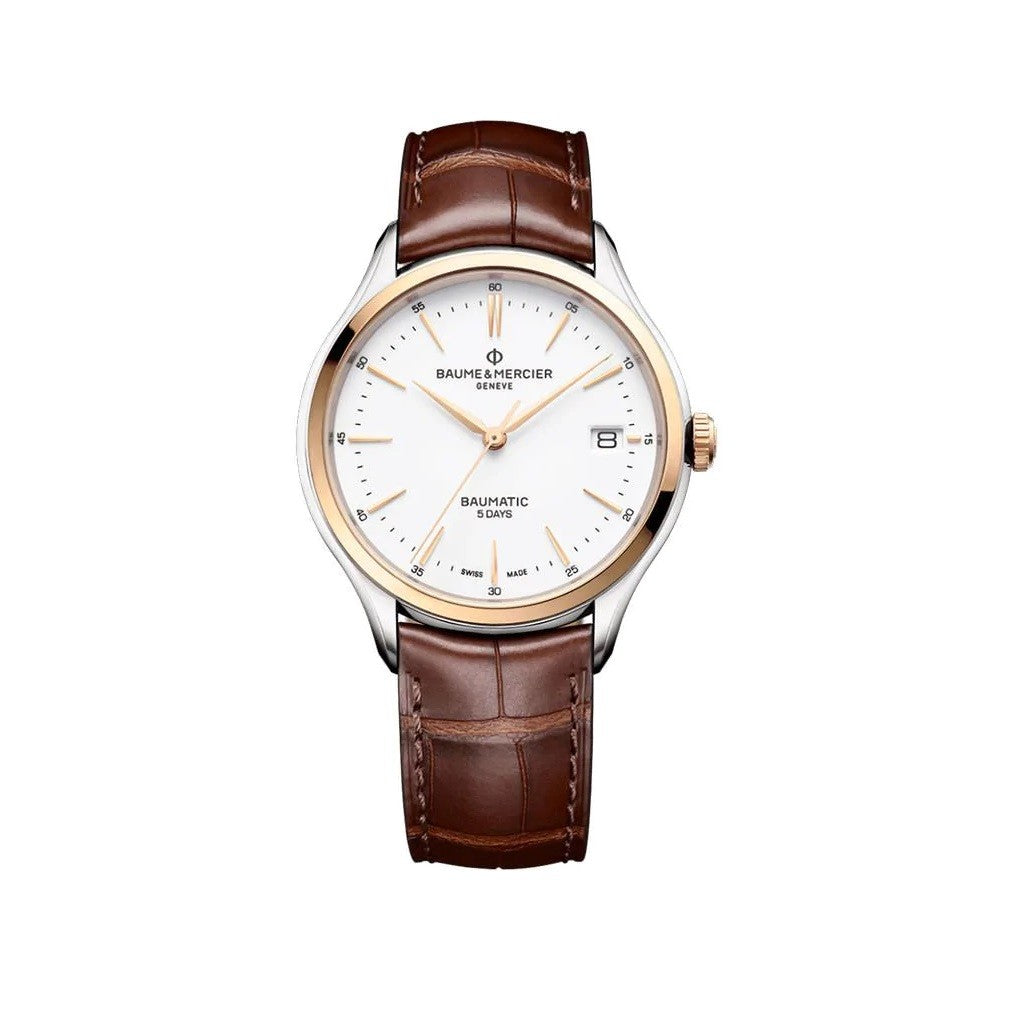 Baume & Mercier Clifton Baumatic Mechanical Stainless Steel White Dial Mens Watch 10401