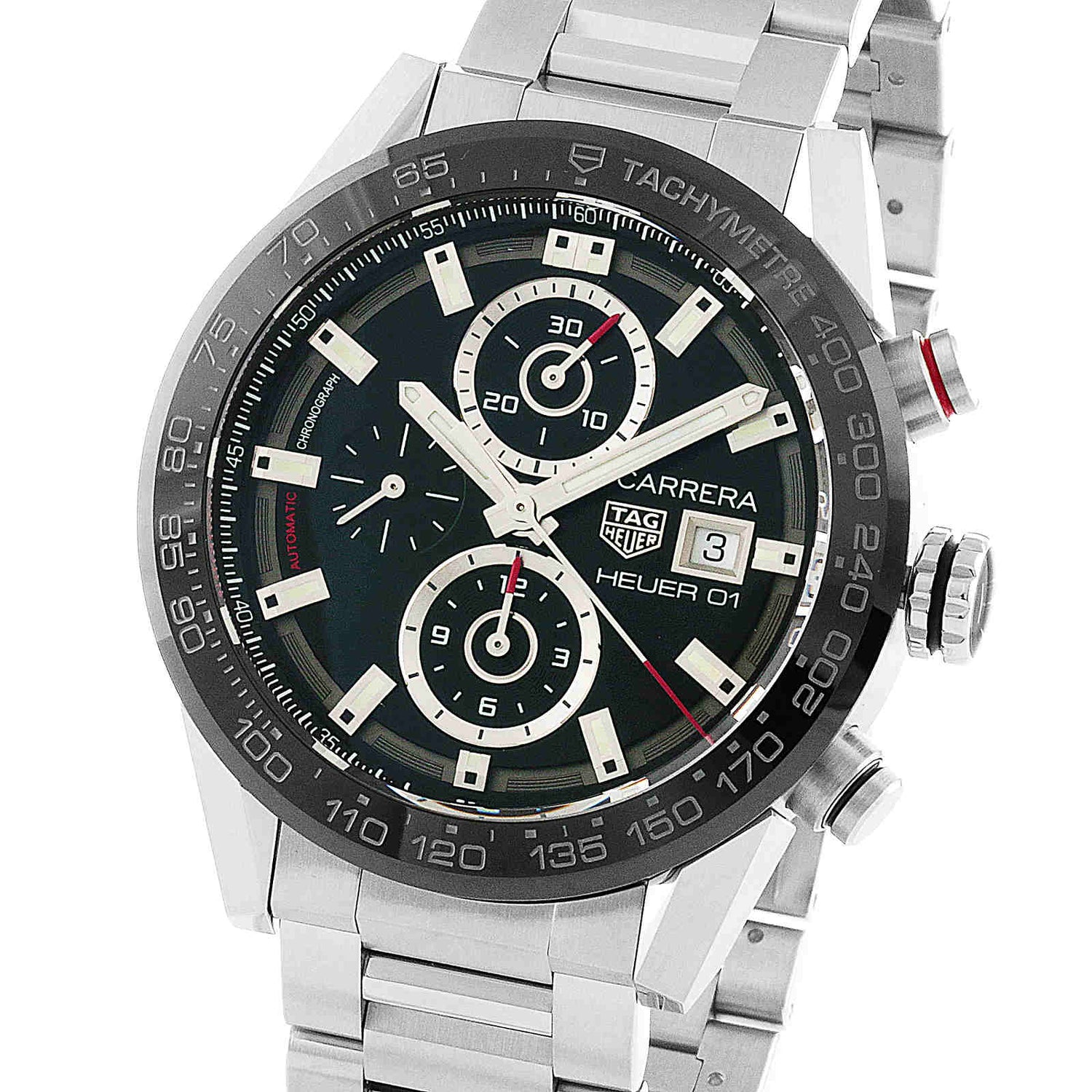 TAG HEUER Carrera Automatic Stainless Steel Black Dial Mens Watch CAR201Z.BA0714