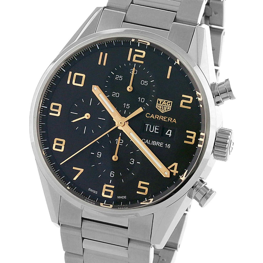 Tag HEUER Carrera Automatic Stainless Steel Black Dial Mens Watch CV2A1AB.BA0738