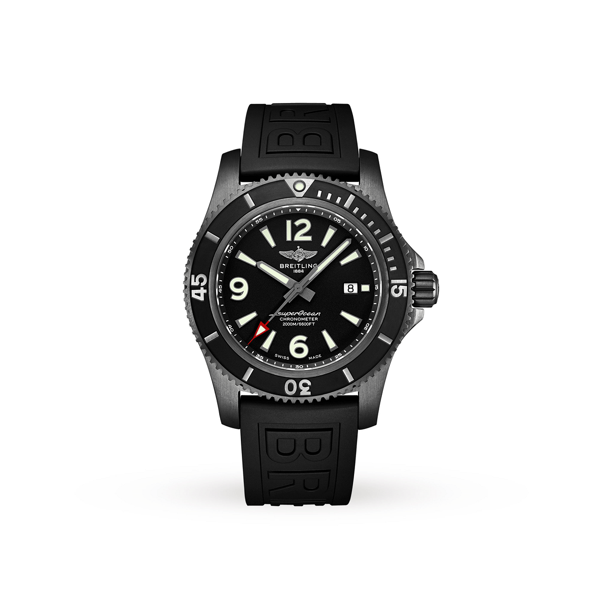 Breitling Superocean 46MM Men's Black Rubber Strap Watch - M17368B71B1S1