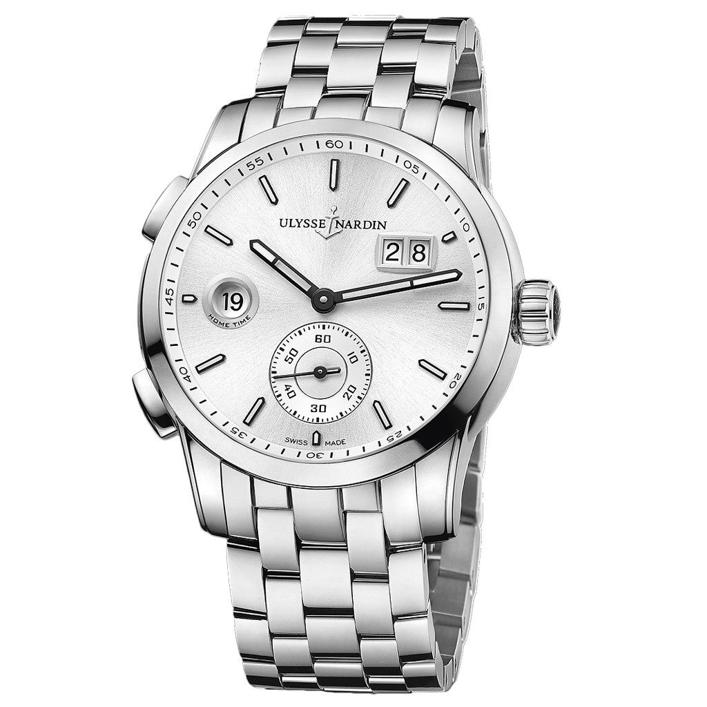 ULYSSE NARDIN Dual Time Automatic Silver Dial Stainless Steel Men's Watch 3343-126-7-91