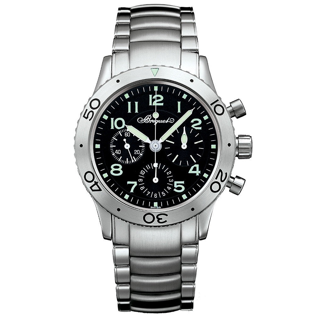 BREGUET Type XX Automatic Flyback Chronograph Black Dial Bracelet Mens Watch 3800ST/92/SW9