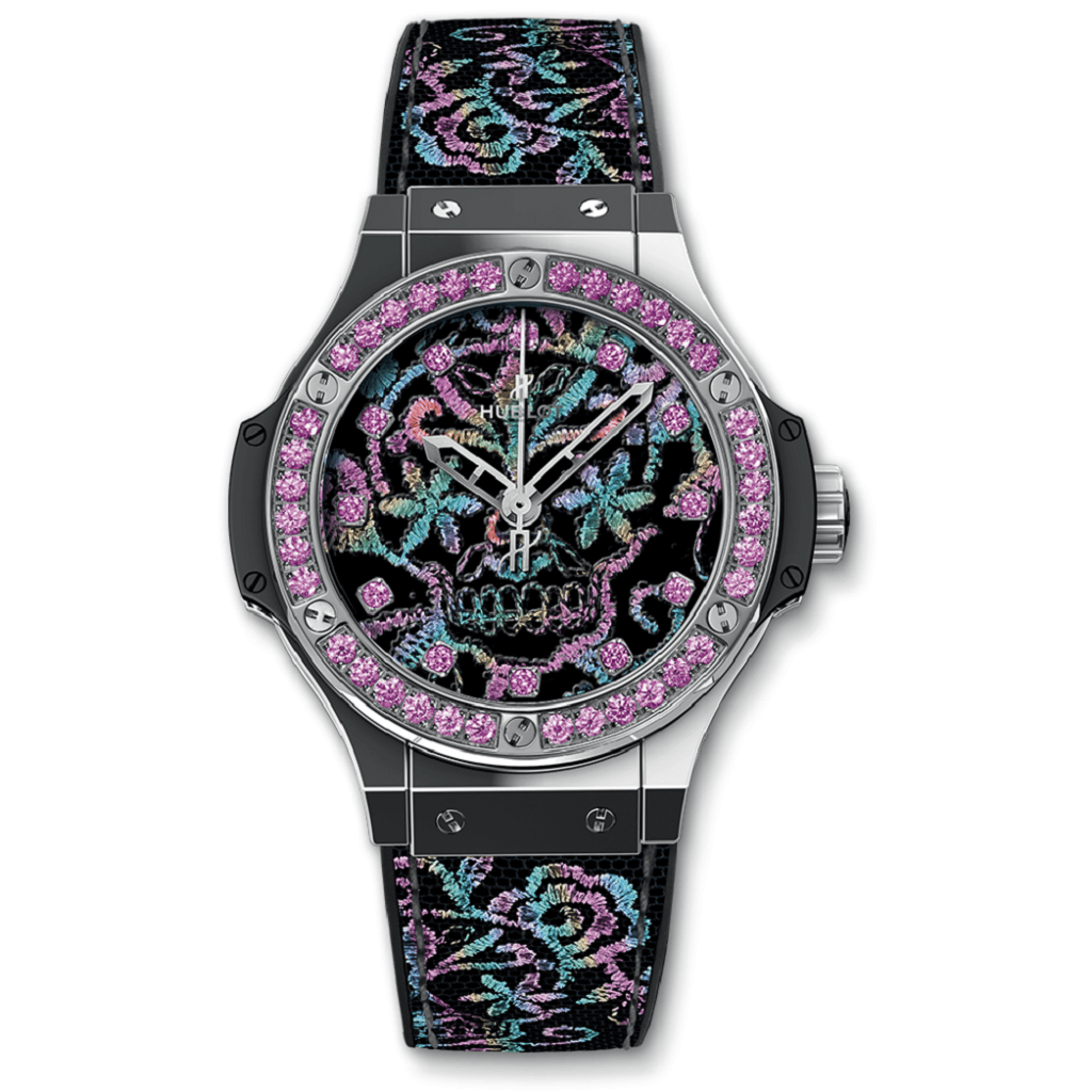 HUBLOT Big Bang Limited Edition Automatic Stainless Steel Broderie Sugar Skull Dial Unisex Watch 343.SS.6599.NR.1233
