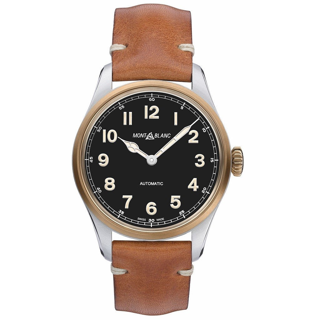 Montblanc 1858 Men's Brown Leather Strap Watch - 117833
