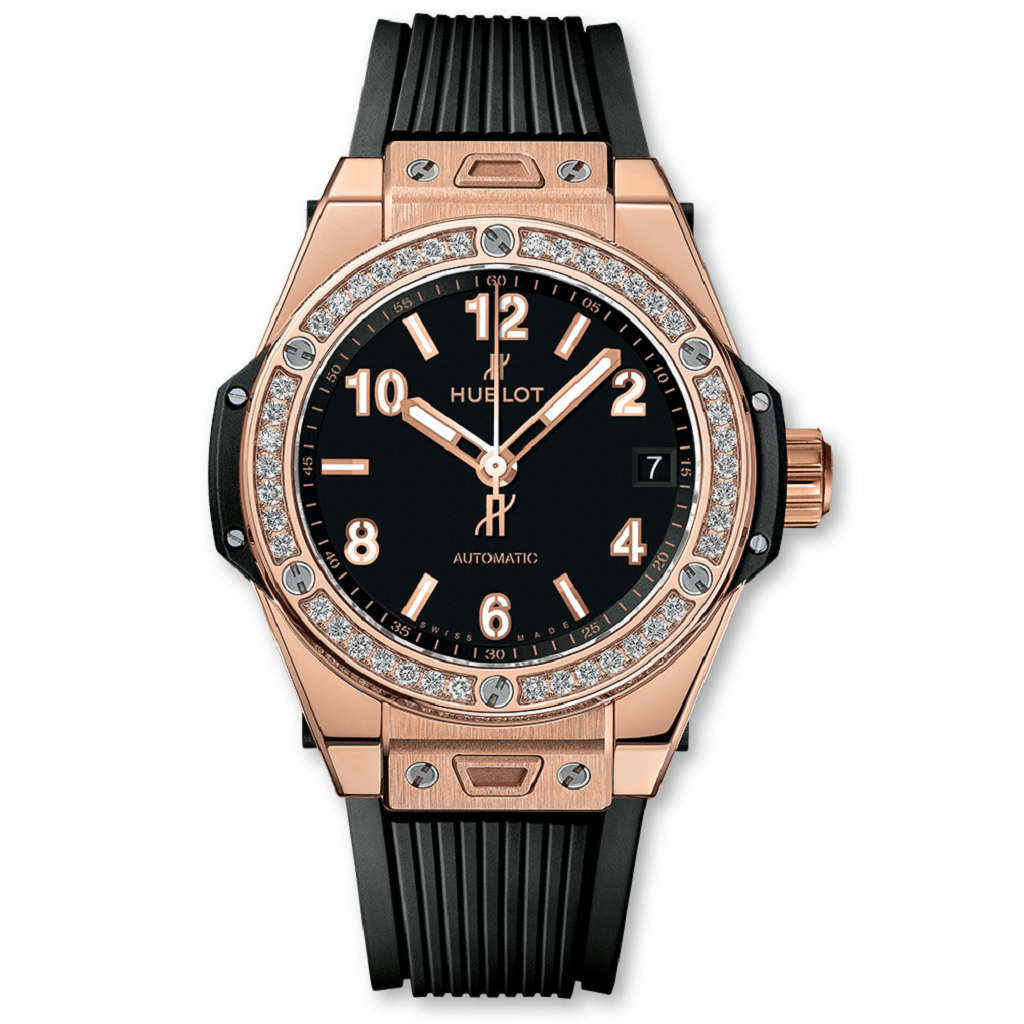 HUBLOT Big Bang Automatic Rose Gold Diamond Black Dial Unisex Watch - 465.OX.1180.RX.1204