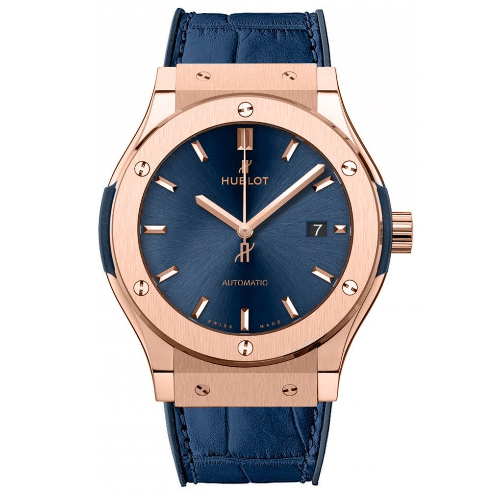 HUBLOT Classic Fusion Rose Gold Blue Mens Watch 542.OX.7180.LR