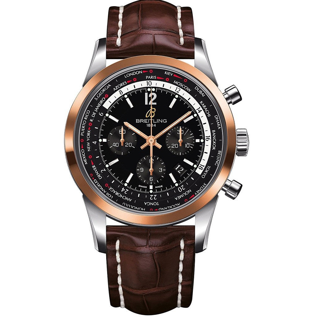 BREITLING Transocean Black Steel And Rose Gold Automatic Mens Watch UB0510U4/BC26 757P