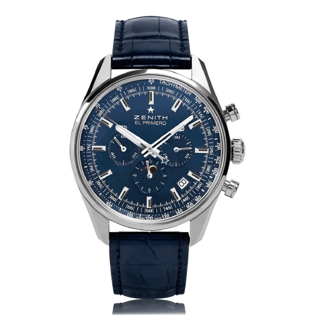 ZENITH El Primero 410 Limited Edition Moonpahse Chronograph Automatic Stainless Steel Blue Mens Watch 03.2097.410/51.C700